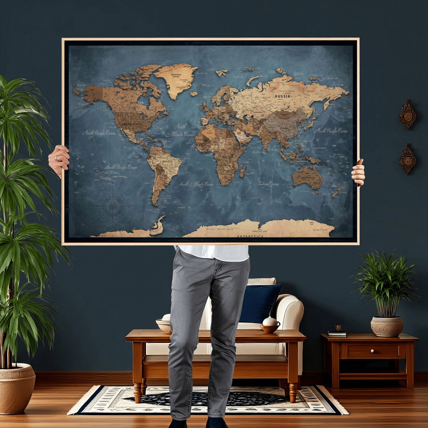 45826339-MGV-CV-36X24 - World Map Canvas Wall Art Canvas Print
