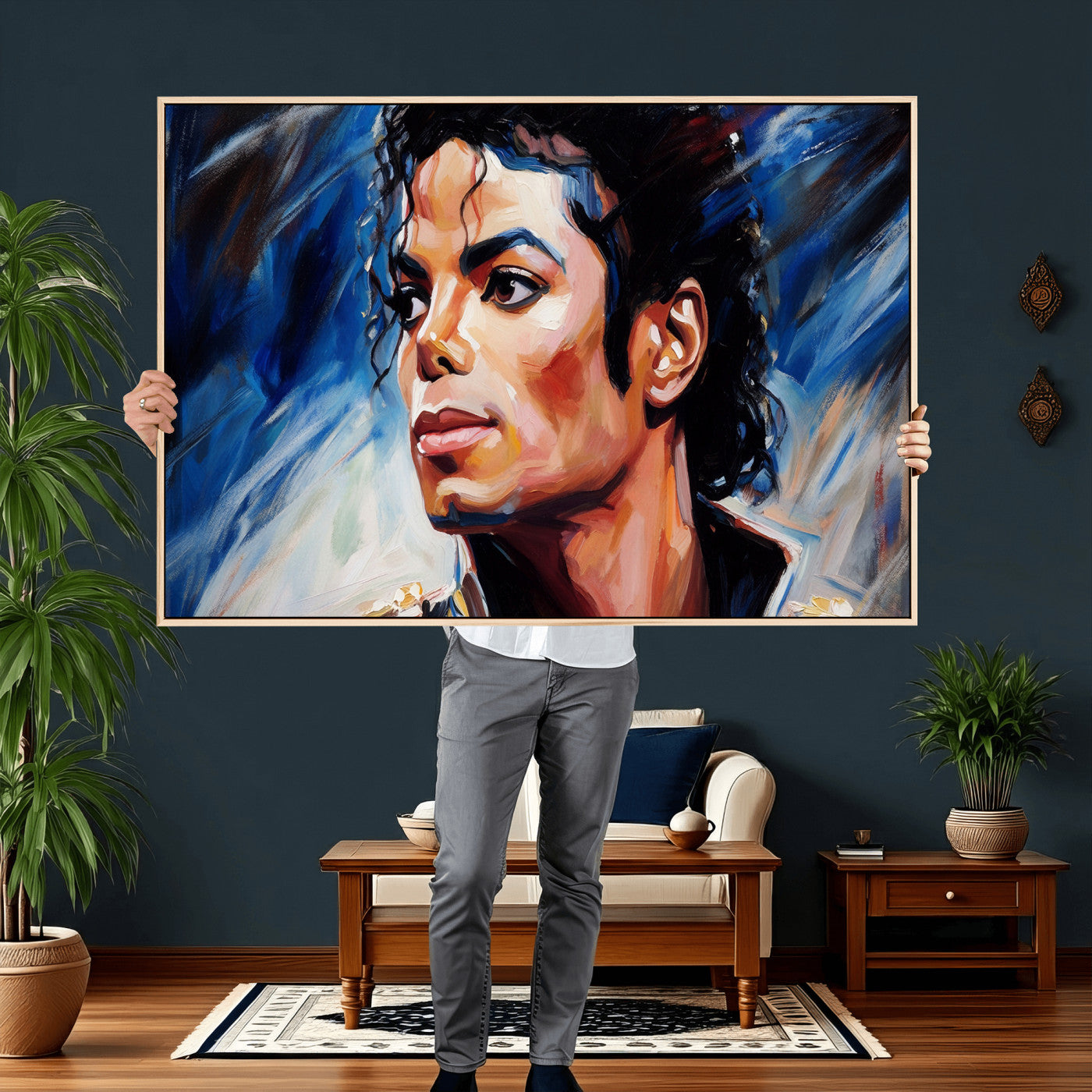 51466481-MGV-CV-36X24 - Abstract Michael Jackson Photo Wall Art Canvas Print