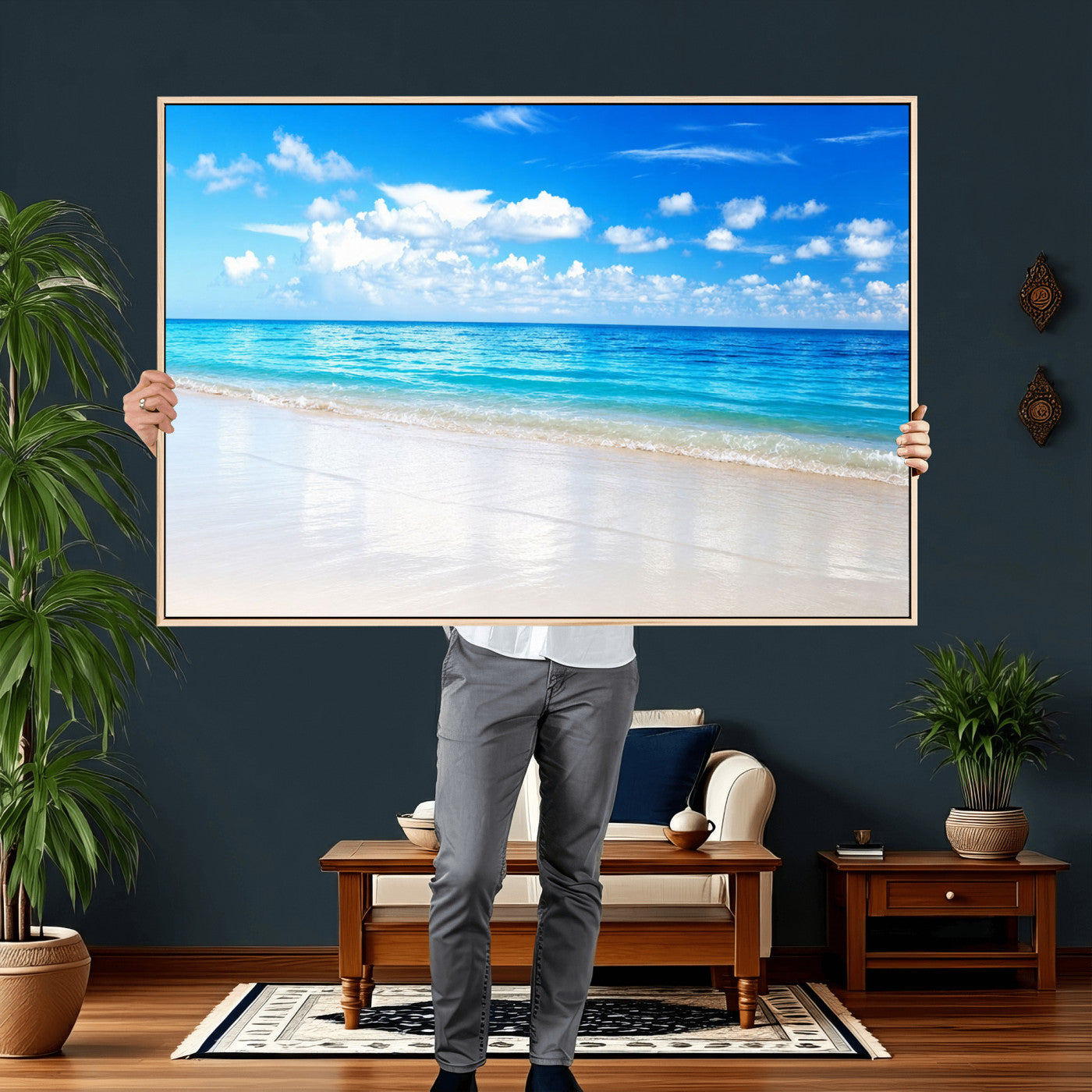 67491909-MGV-CV-36X24 - Tropical Beach Ocean Wall Art Canvas Print for Home Decor
