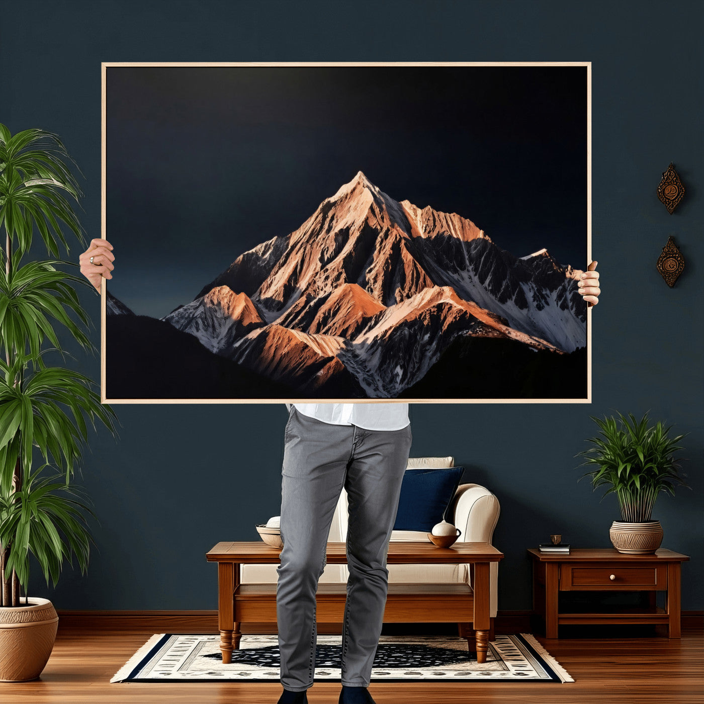 10196184-MGV-CV-36X24 - Snow Mountain Wall Art Canvas Print for Living Room Decor