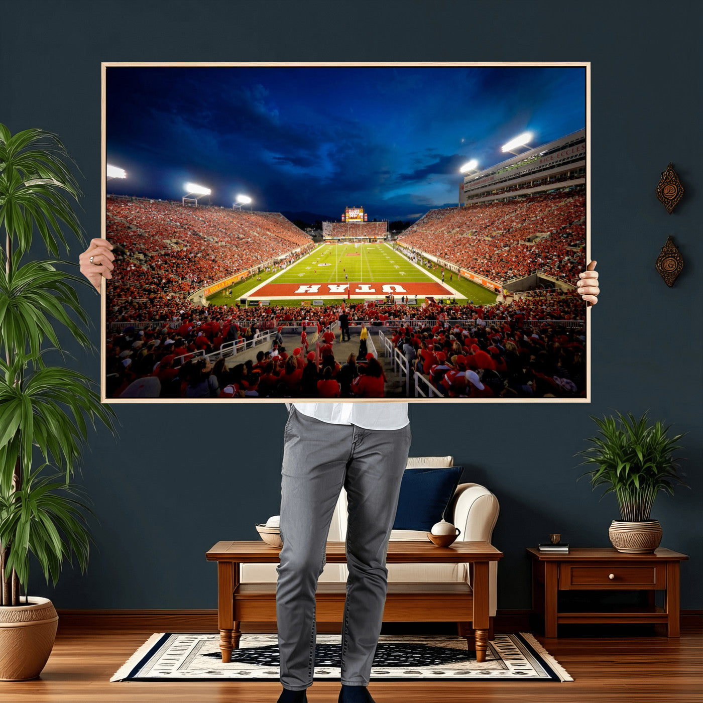 74019251-MGV-CV-36X24 - Rice-Eccles Stadium Wall Art Canvas Print - Utah Salt Lake City Stadium Print