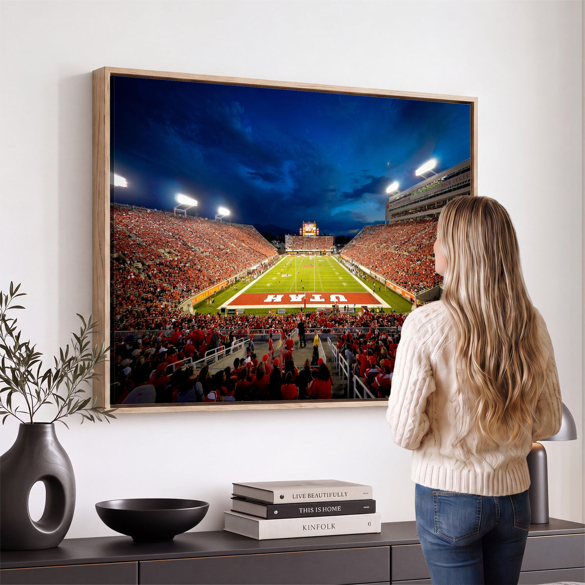 74019251-MGV-CV-36X24 - Rice-Eccles Stadium Wall Art Canvas Print - Utah Salt Lake City Stadium Print