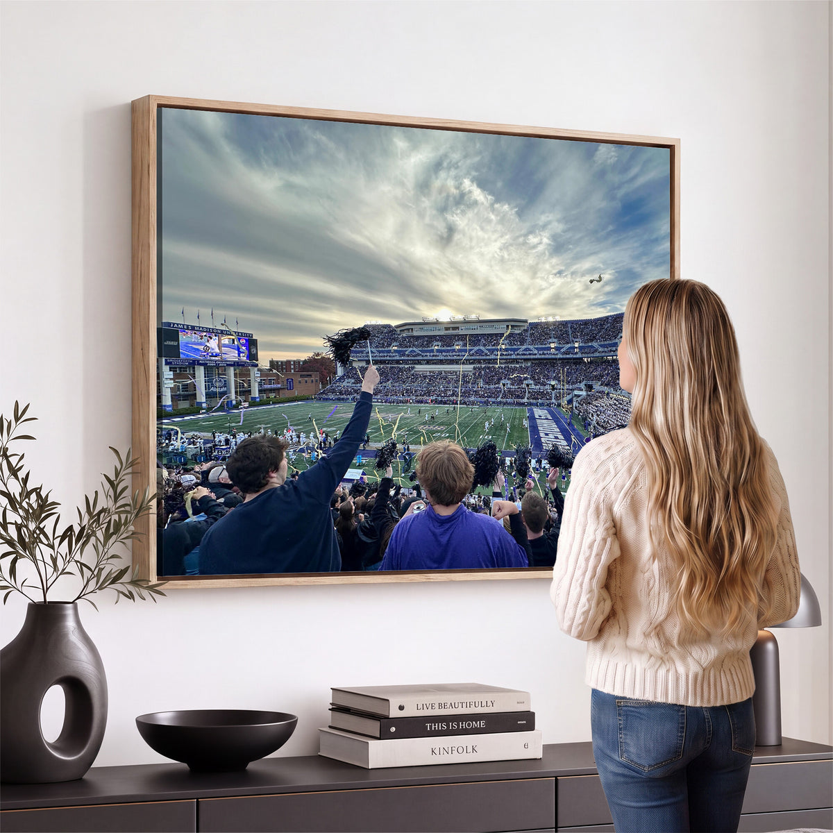 400867JMU-MGV-CV-36X24 - JMU Stadium Wall Art Canvas Print for Game Room Decor - James Madison University Stadium