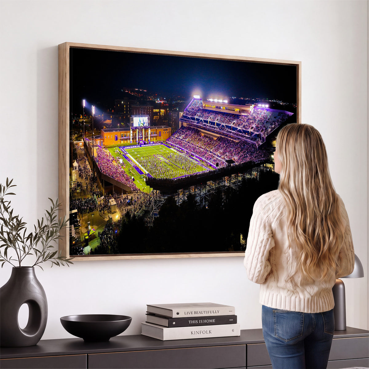 400867JMU2-MGV-CV-36X24 - JMU Stadium Wall Art Canvas Print for Game Room Decor - James Madison University Stadium
