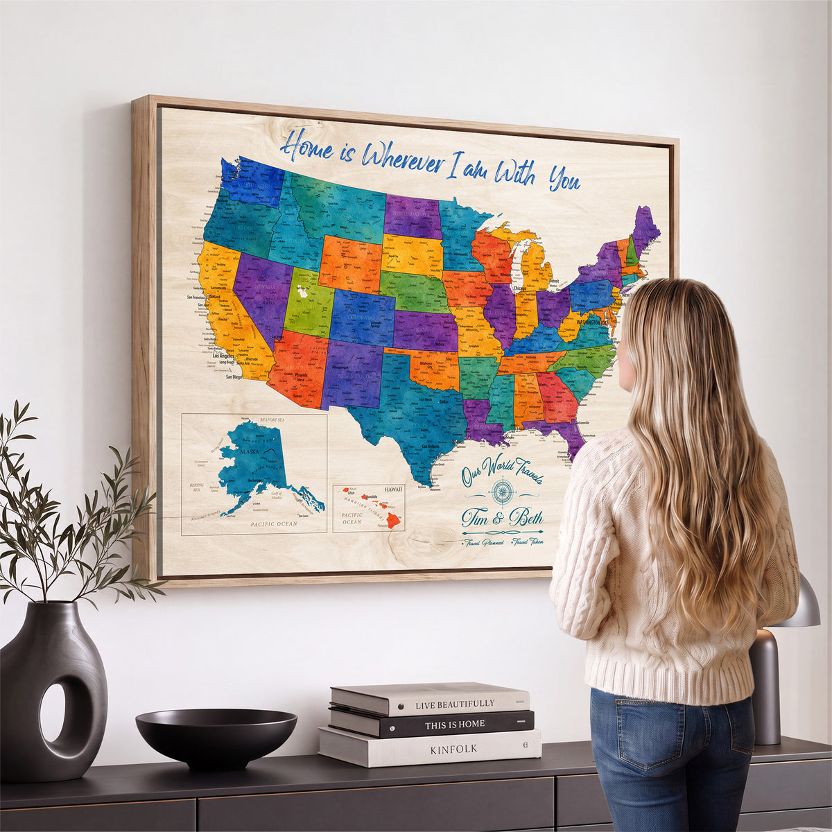 588510355-MGV-CV-36X24 - Personalized USA Push Pin Travel Map – Custom United States Map Wall Art