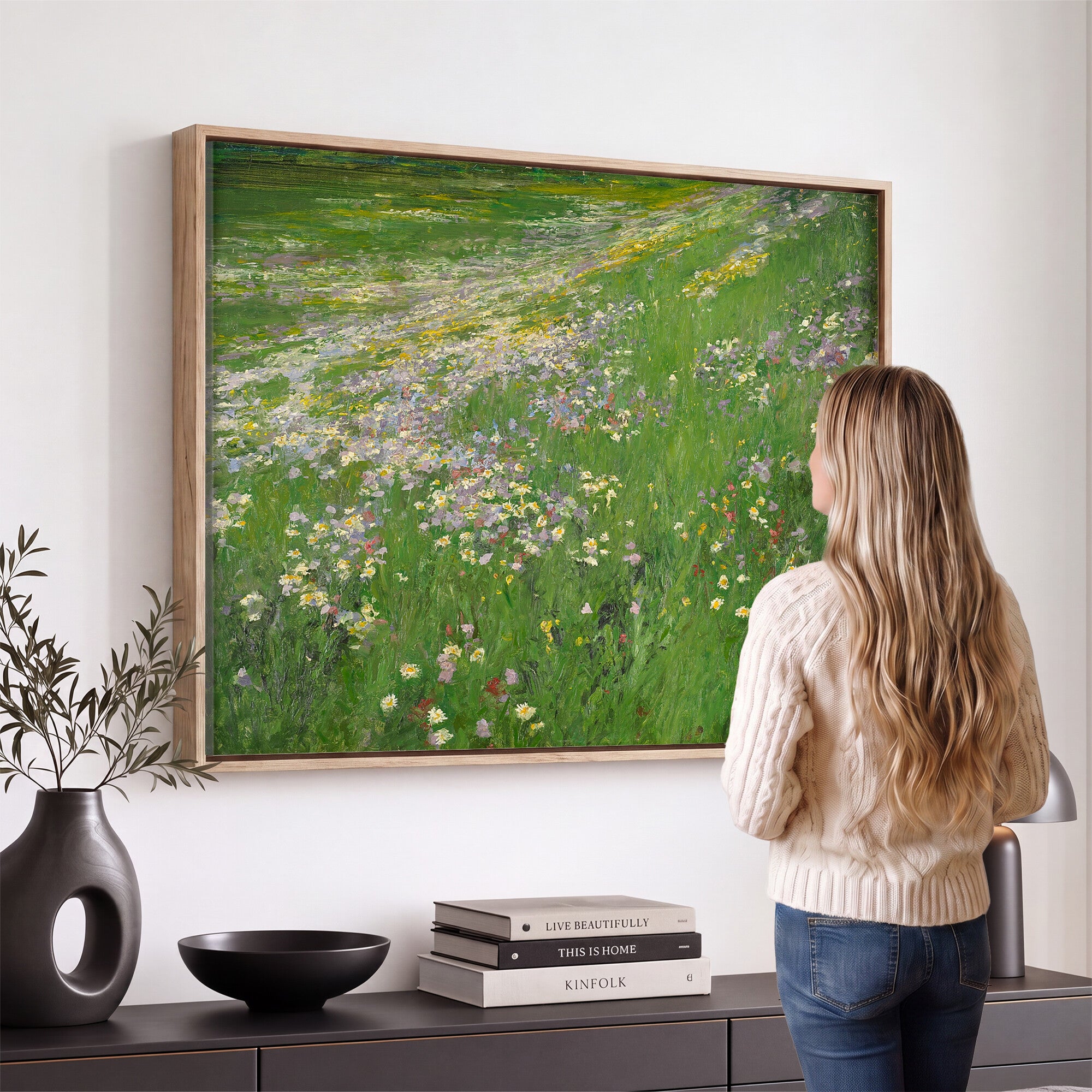 63535040-MGV-CV-36X24 - Alexander Koester Flower Meadow Canvas Wall Art, Vintage Landscape Print