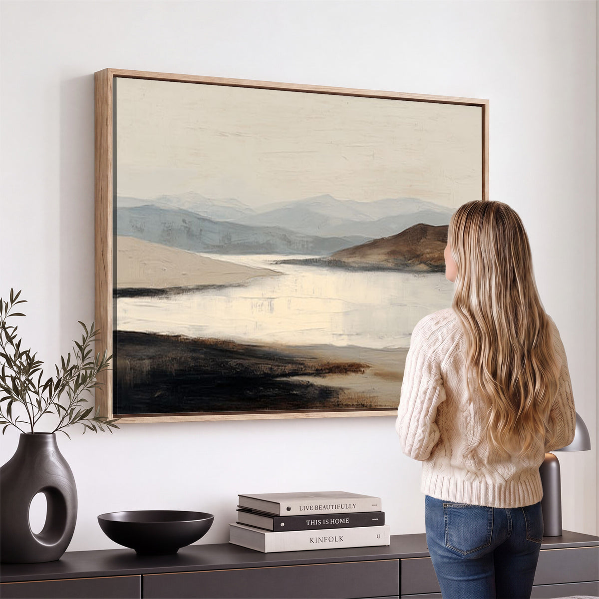 36873679-MGV-CV-36X24 - Modern Abstract Landscape Canvas Wall Art, Minimalist Nature Printing