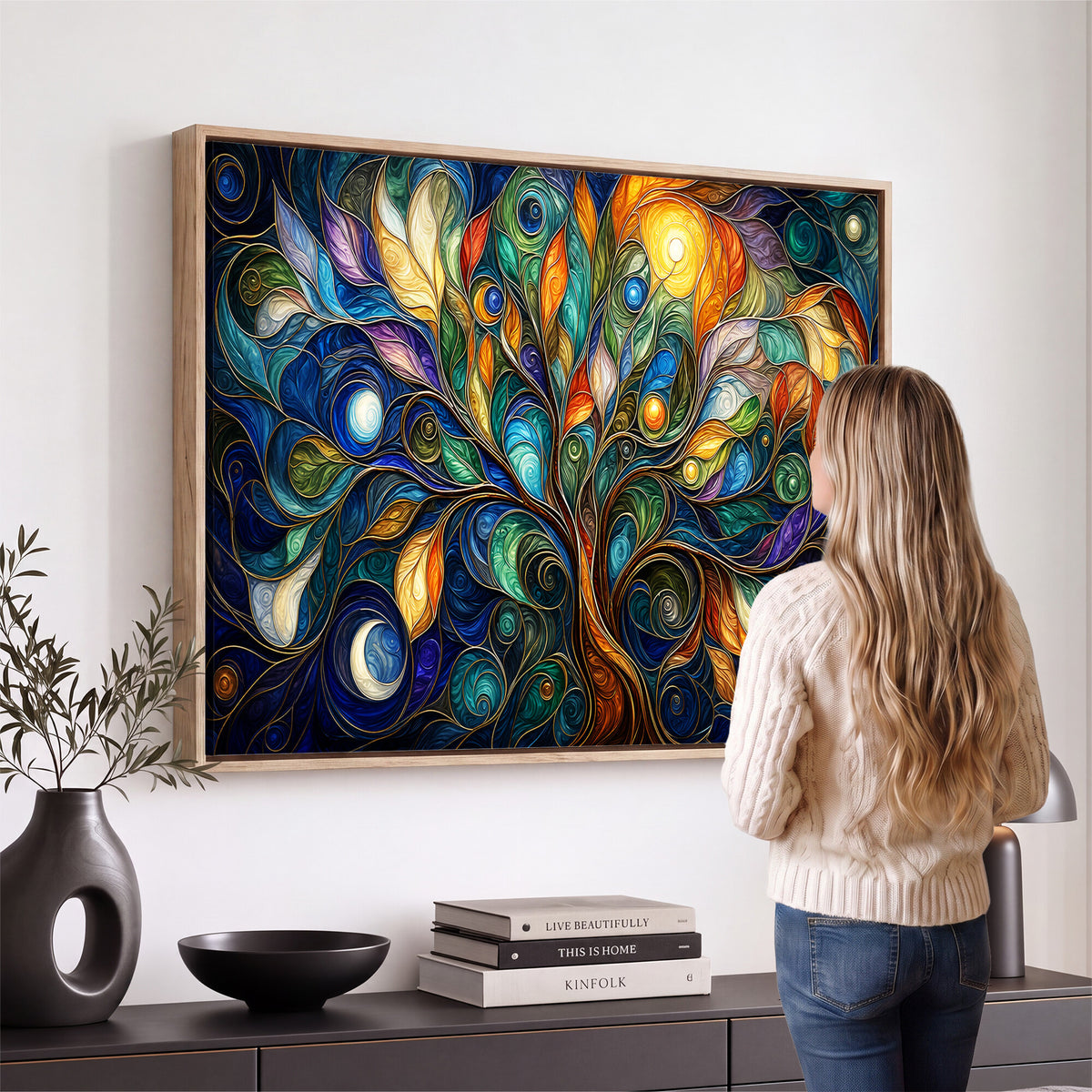 60127105-MGV-CV-36X24 - Psychedelic Tree Of Life Wall Art - Vibrant Swirl Cosmic Nature Decor