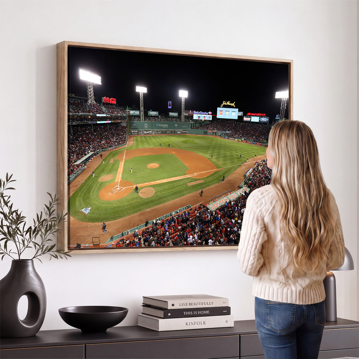 86945D-MGV-CV-36X24 - Fenway Park Boston Red Sox Baseball Stadium Wall Art Canvas Print for Gift Baseball Lover MLB Wall Art College Dorm Wall Decor Baseball Gift