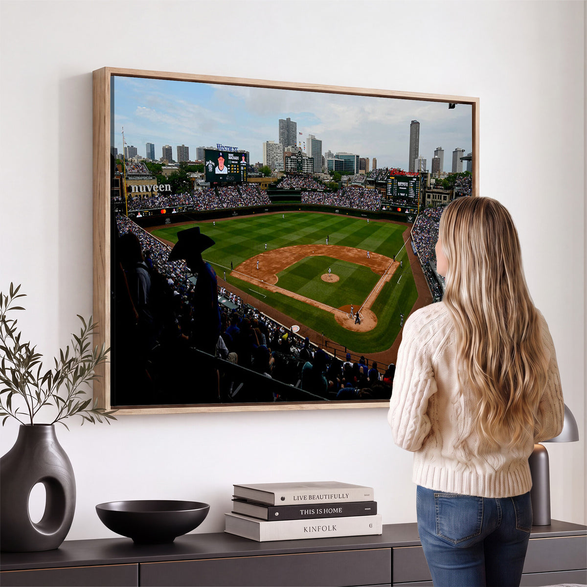 34859D-MGV-CV-36X24 - Chicago Cubs Baseball Team Print - Wrigley Field Stadium