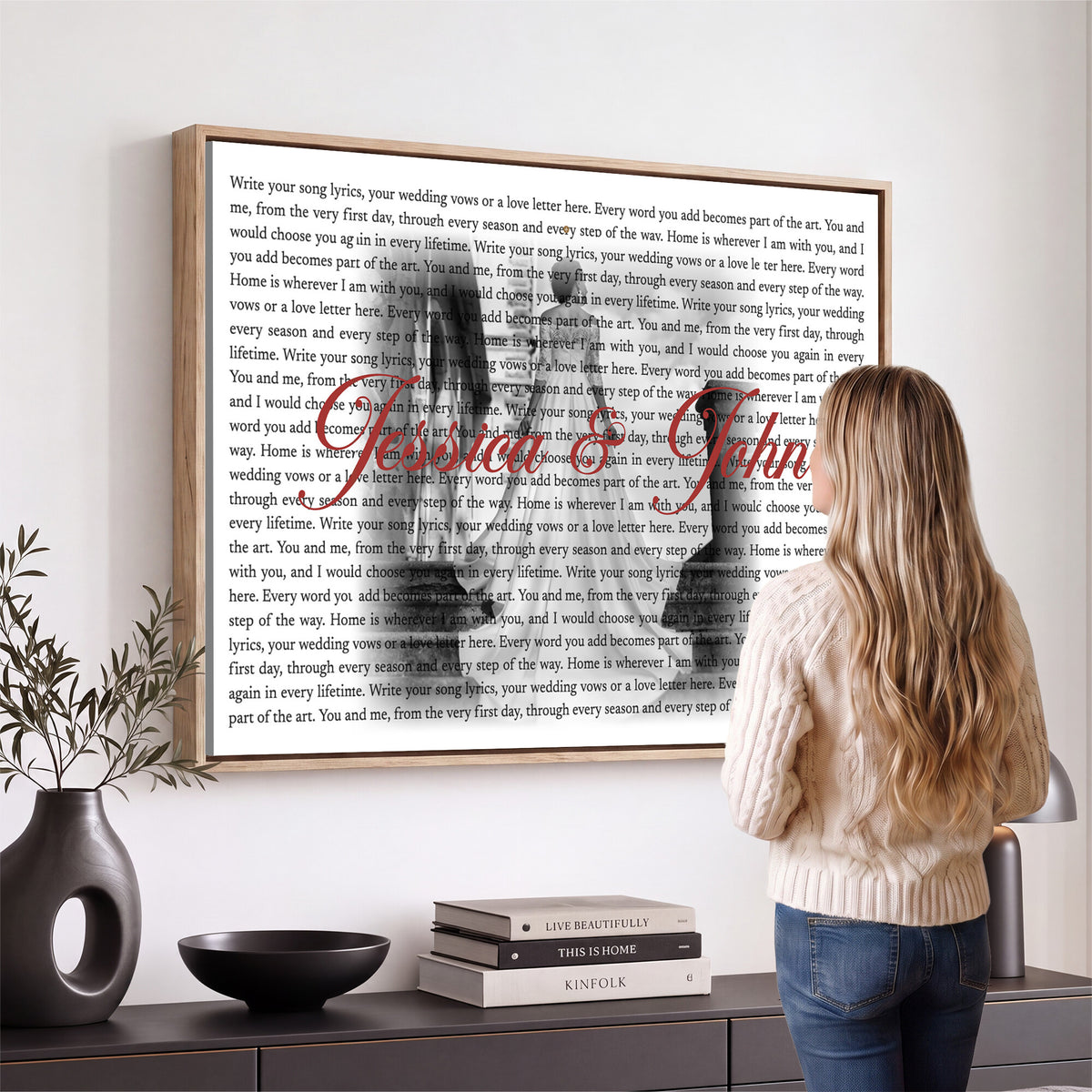 CSTM914LIRIK-MGV-CV-36X24 - Song Lyrics over Photo Canvas Print – Personalized Wedding Song and Photo Wall Art
