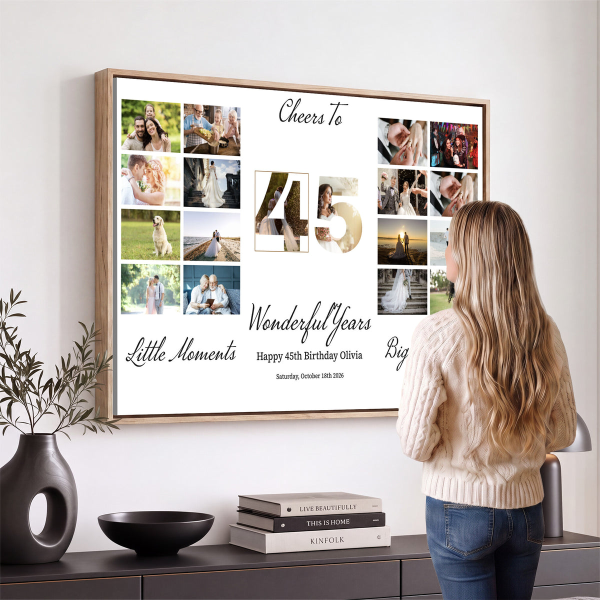 CSTM914CLJ-MGV-CV-36X24 - Moments and Memories Canvas Print – Personalized Birthday Photo Grid Wall Art