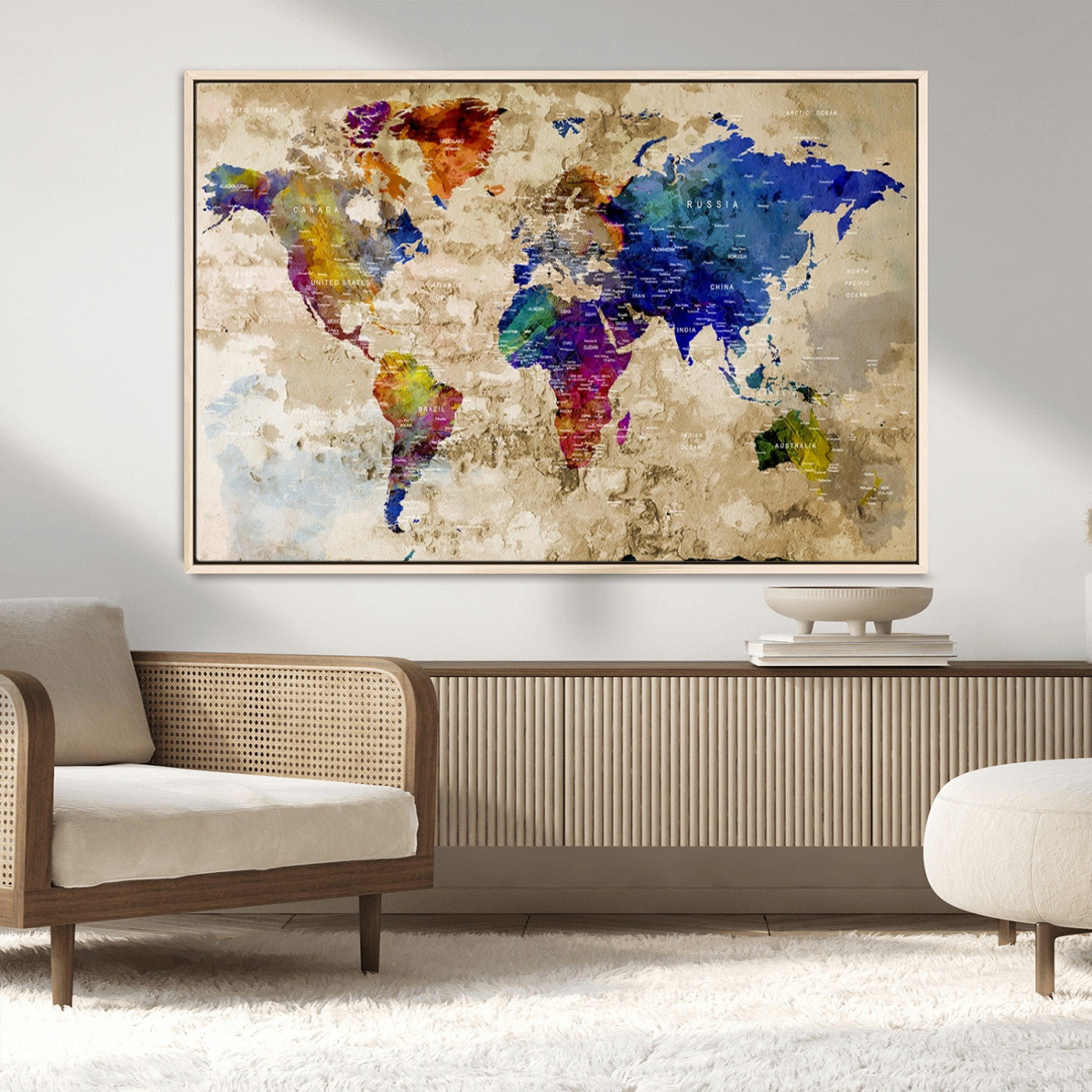 MGV-FC-36X24 - World Map Wall Art Canvas Print for Home and Office Decor
