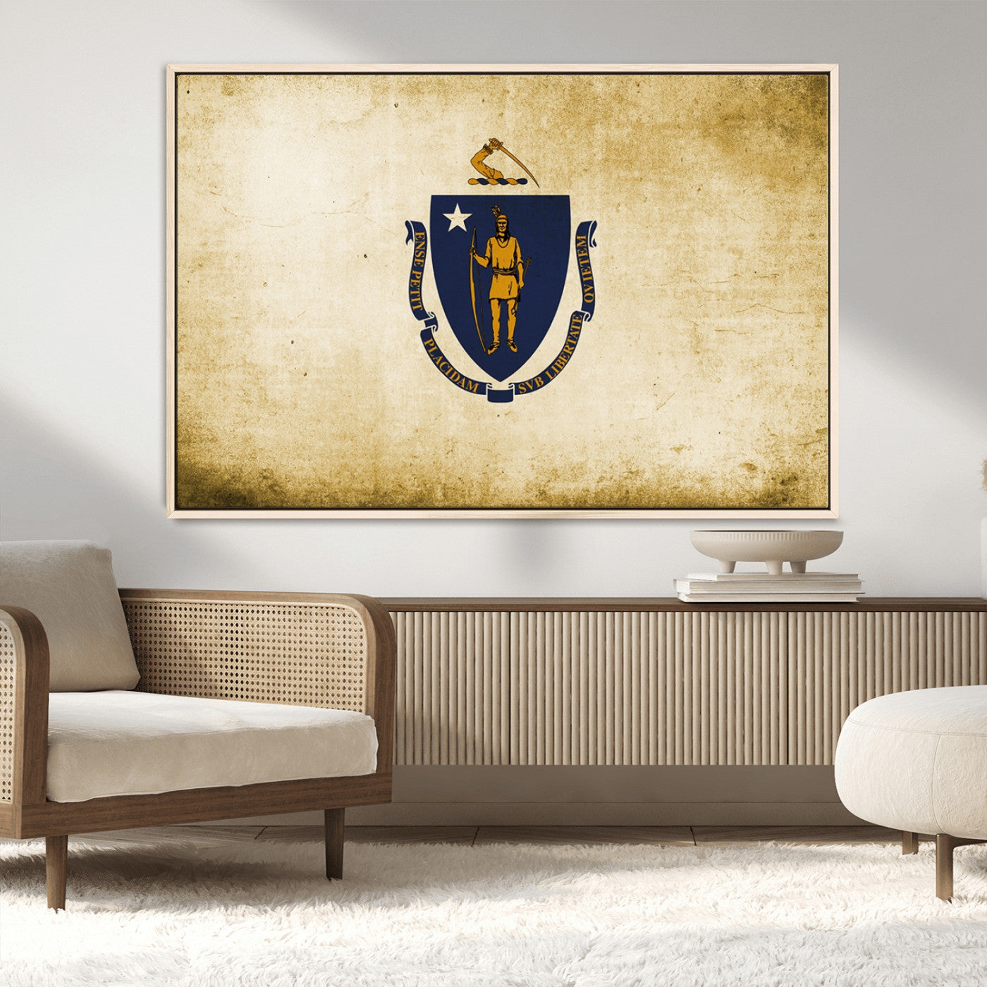 MGV-FC-36X24 - Massachusetts Flag Wall Art Canvas Print