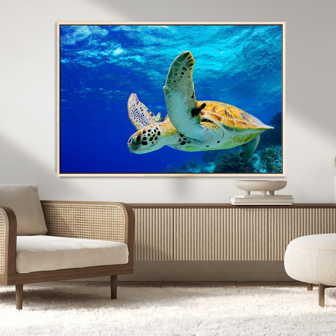 -Sea Turtle Wall Art Canvas Print, Sea life in the Ocean Wall Art Printing