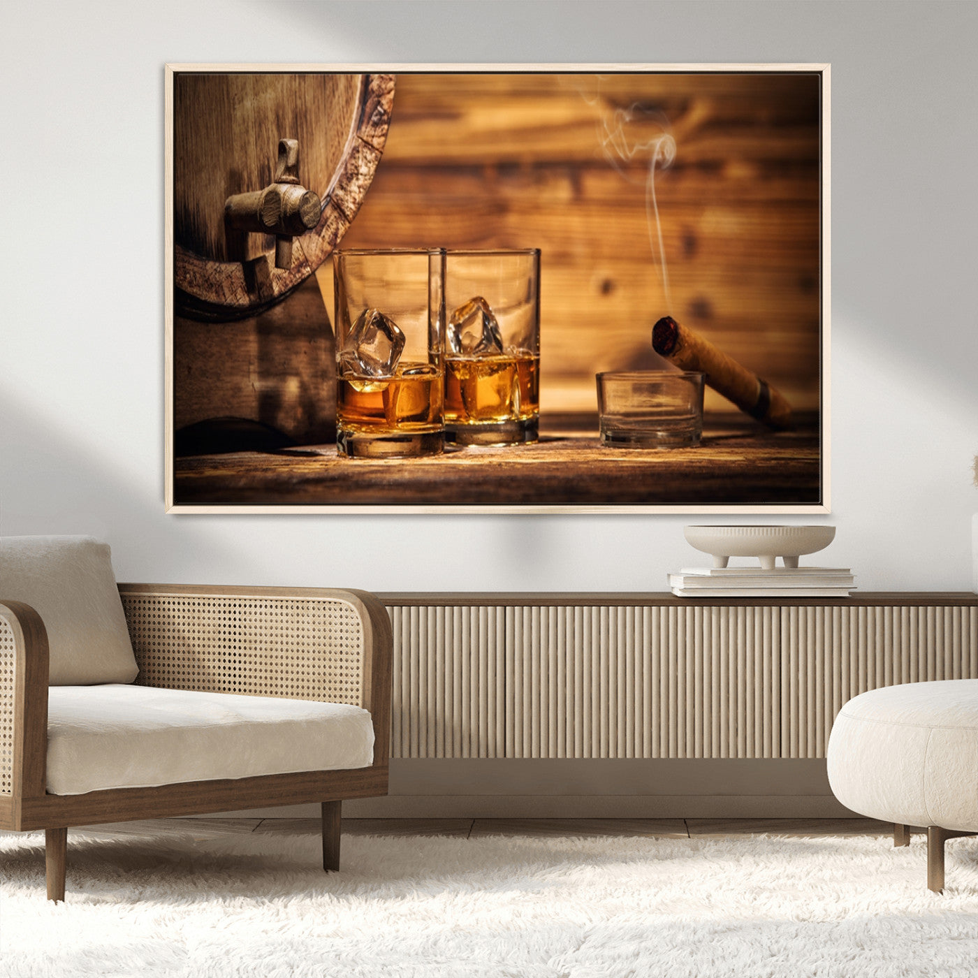 MGV-FC-36X24 - Rustic Whiskey and Barrel Canvas Print