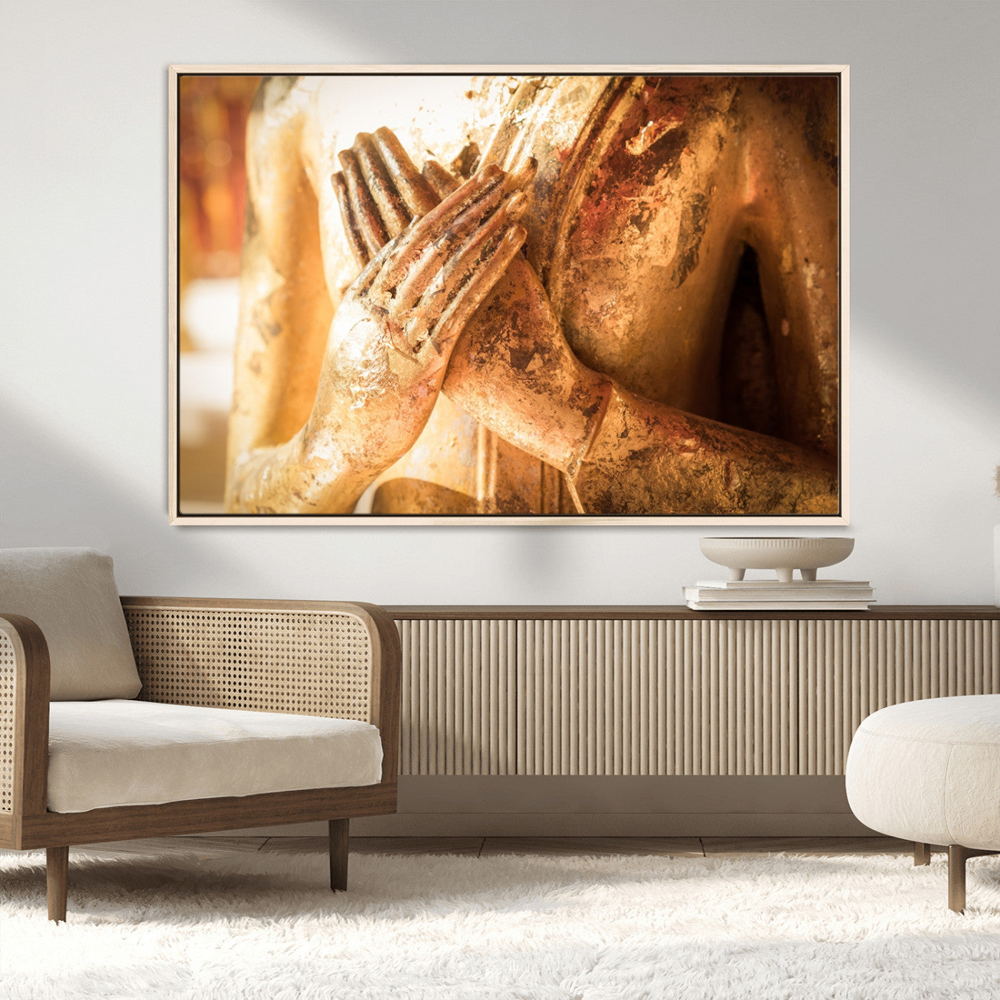 MGV-FC-36X24 - Buddha Statue Hands Wall Art Canvas Print