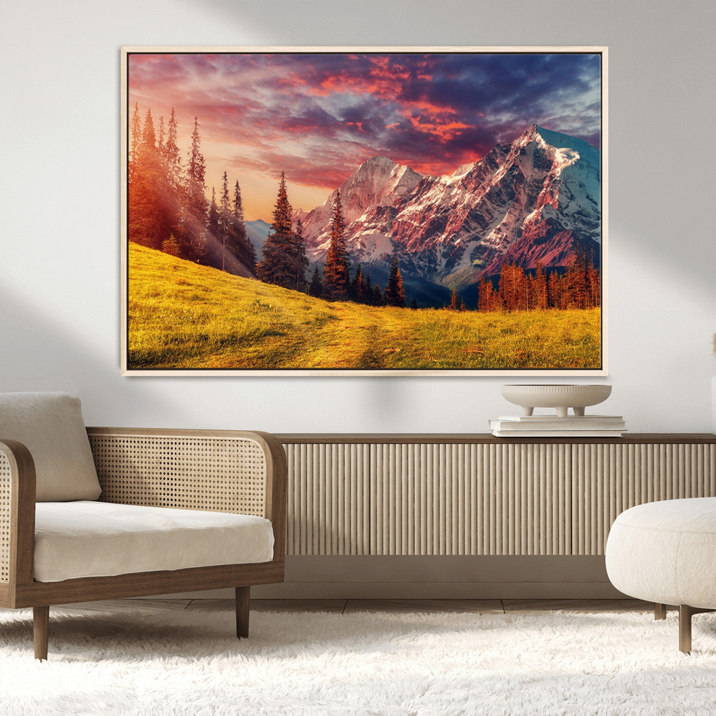 MGV-FC-36X24 - Mountain and Daylight Red Sunset Wall Art Canvas Print