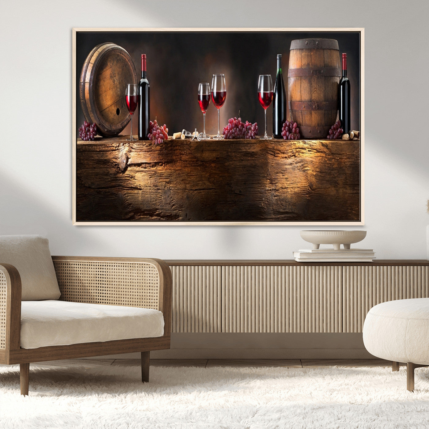 MGV-FC-36X24 - Wine and Barrels Wall Art Canvas Print