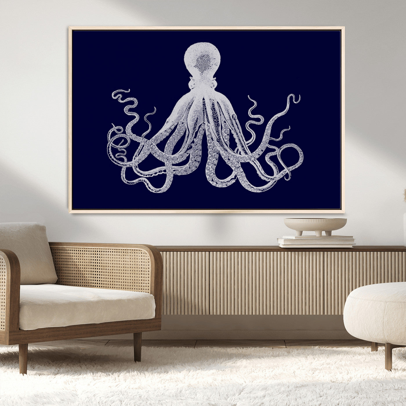MGV-FC-36X24 - Blue Octopus Wall Art Canvas Print