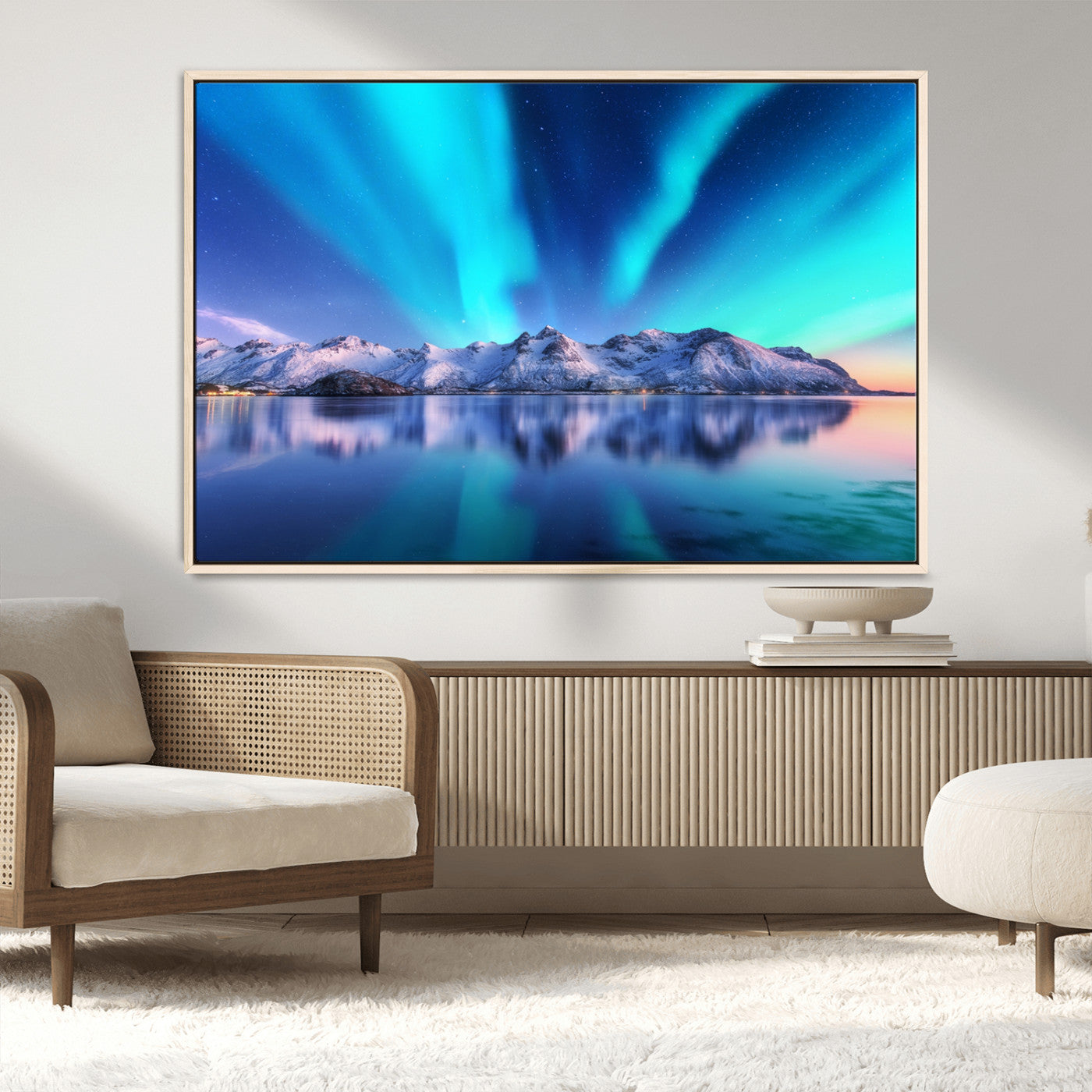 MGV-FC-36X24 - Northern Lights above Mountain Wall Art, Northern Lights Wall Art Canvas Print