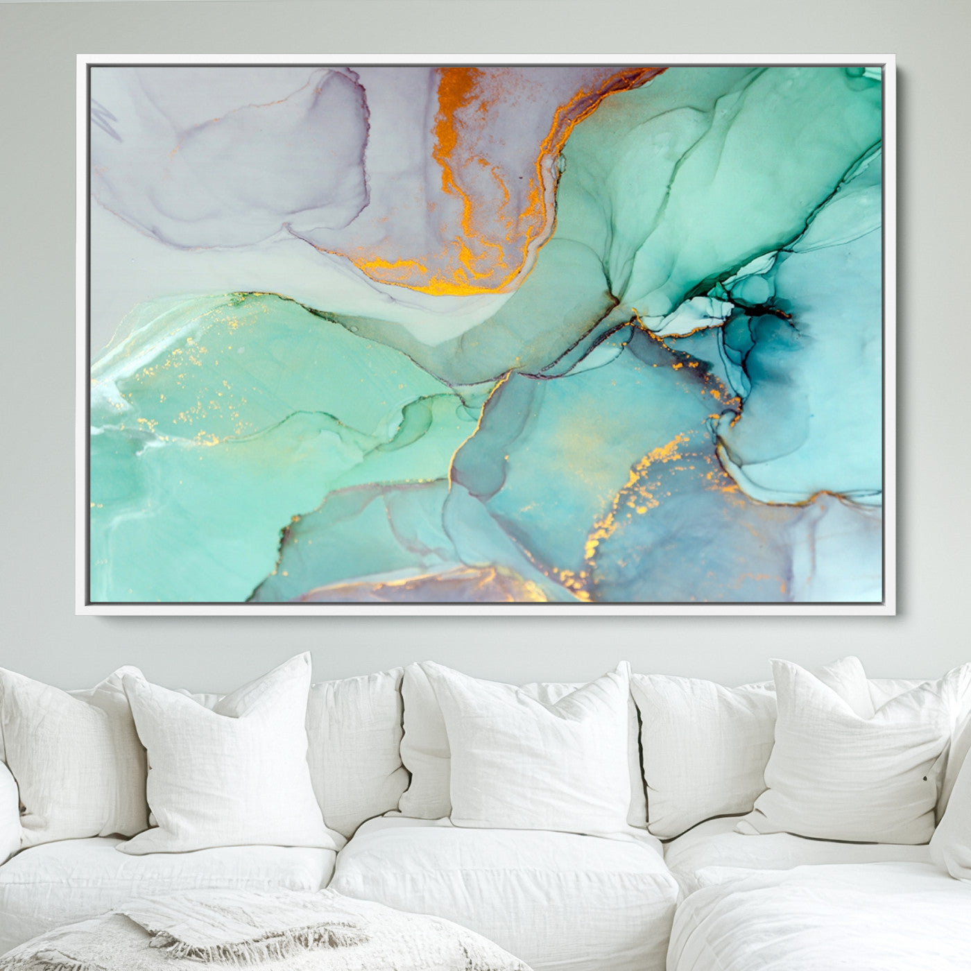 36934-MGV-FC-36X24_White-Colorful Marble Fluid Effect Canvas Wall Art Print