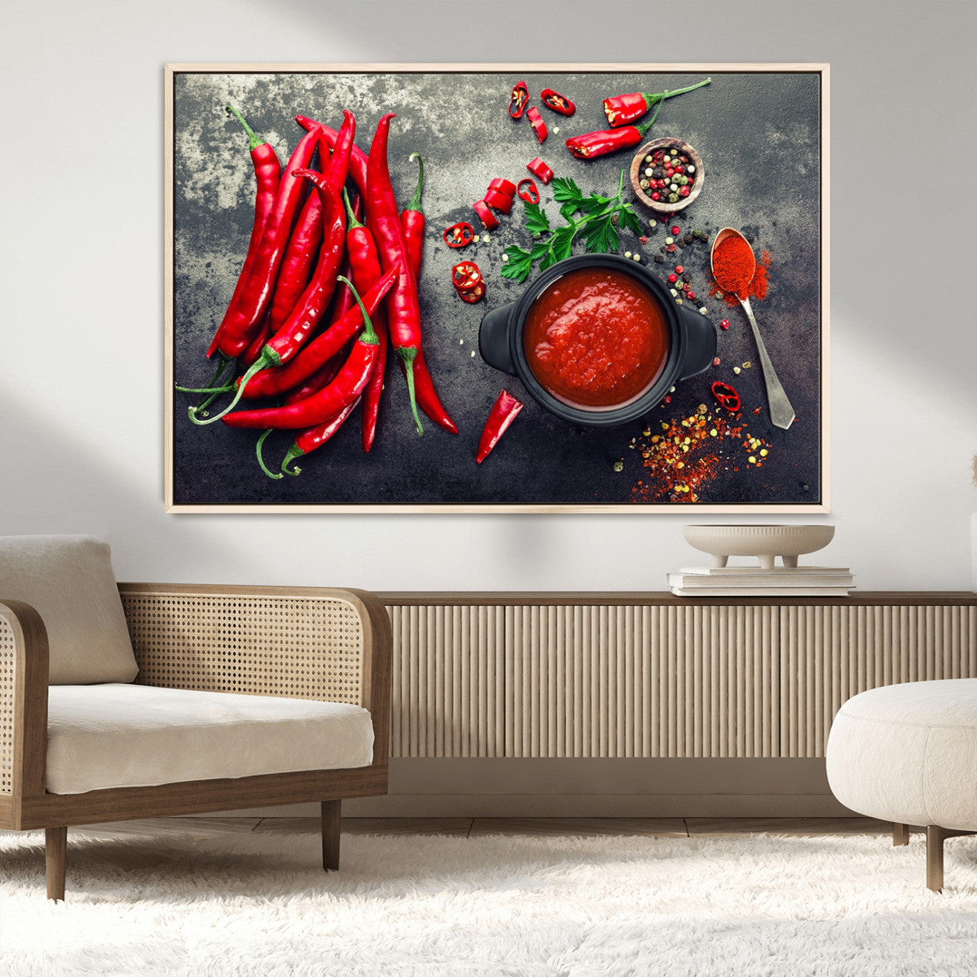 MGV-FC-36X24 - Red Pepper Kitchen and Restaurant Wall Wall Art, Red Pepper Kitchen Wall Decor Canvas Print