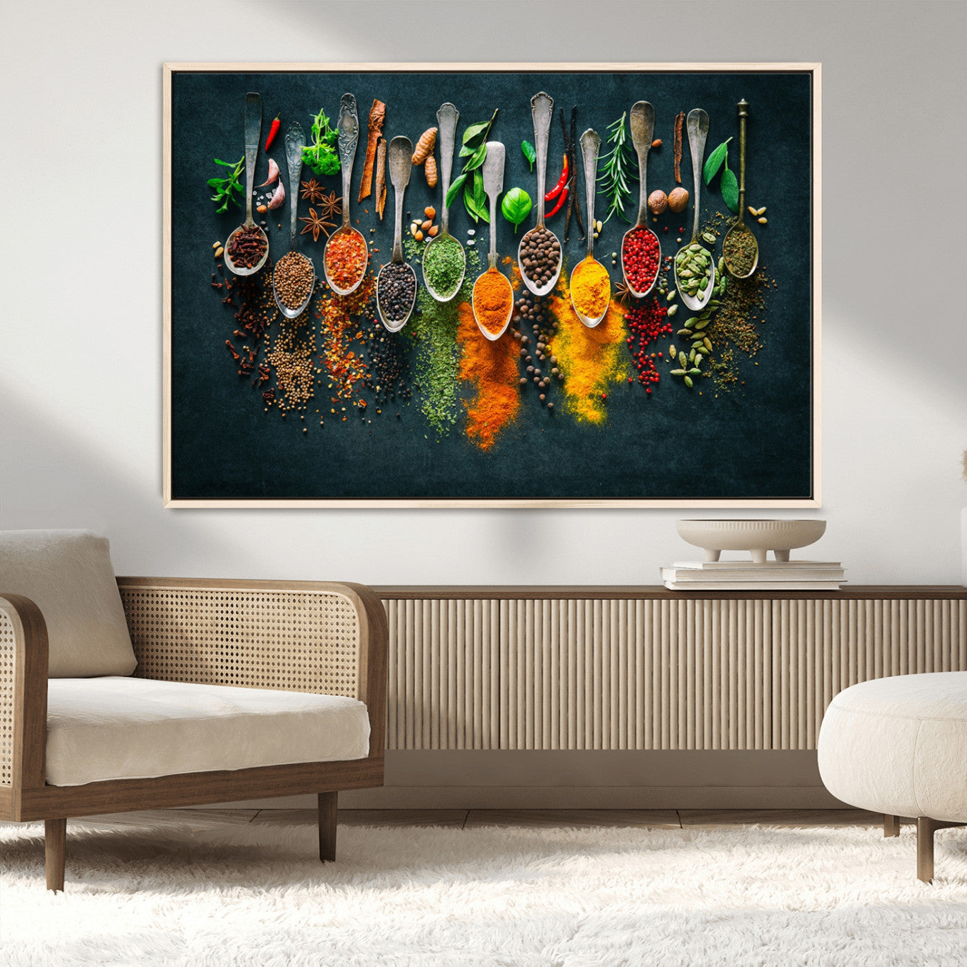 MGV-FC-36X24 - Colorful Spices Canvas Wall Art – Vibrant Kitchen Decor Triptych – Culinary Art Print for Dining