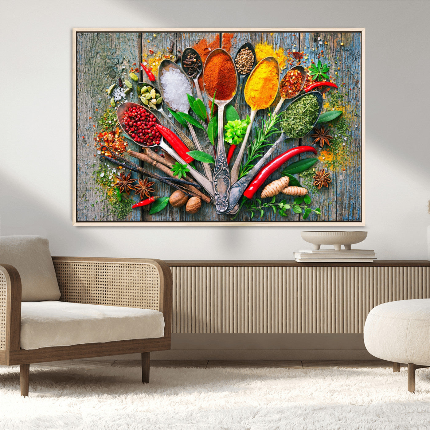 MGV-FC-36X24 - Spoonful of Spices Cooking Wall Art Canvas Print - Vibrant Kitchen Decor Triptych – Culinary Art