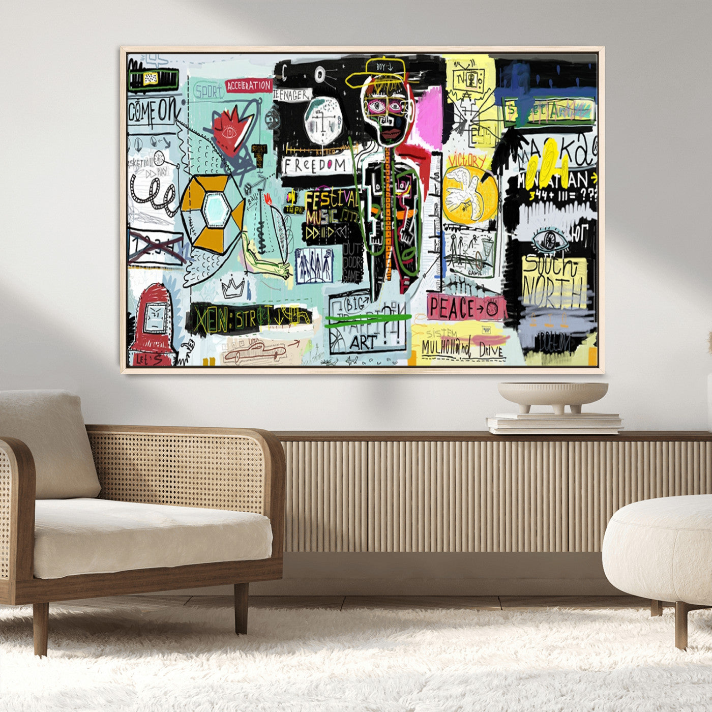 MGV-FC-36X24 - Abstract Graffiti Canvas Street Art-Inspired Graffiti Triptych Canvas – Modern Abstract Wall Art for