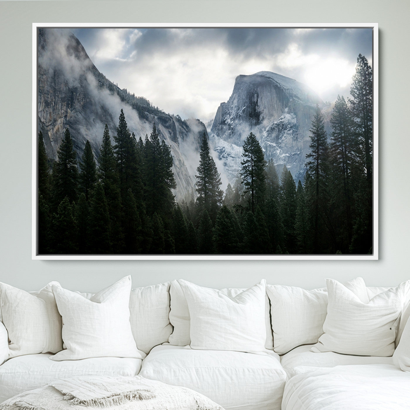 98725-MGV-FC-36X24_White-Wall Art Foggy Forest Landscape Canvas Print