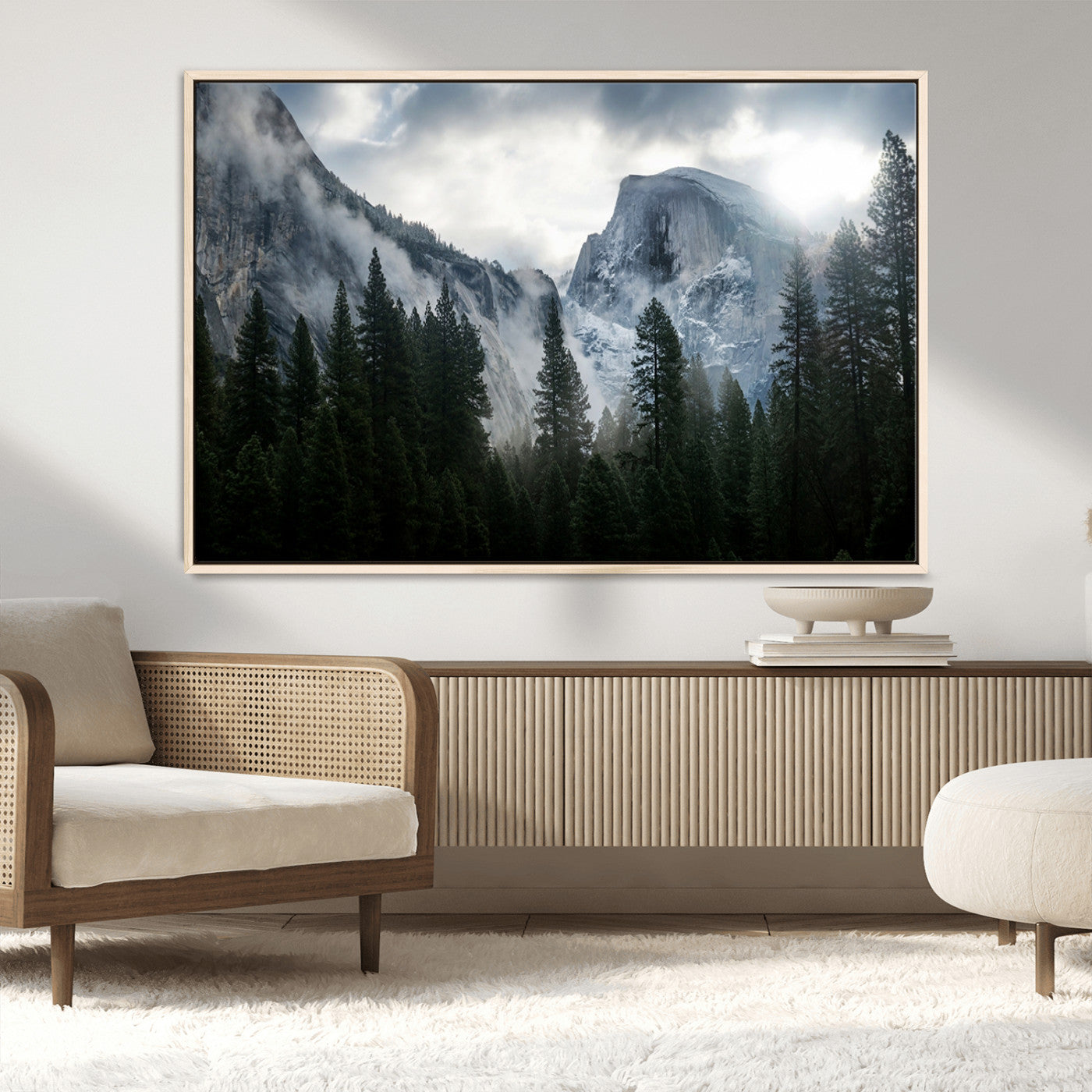 MGV-FC-36X24 - Yosemite National Park El Capitan Foggy Mountain Wall Art | Large Canvas Print for Living Room,