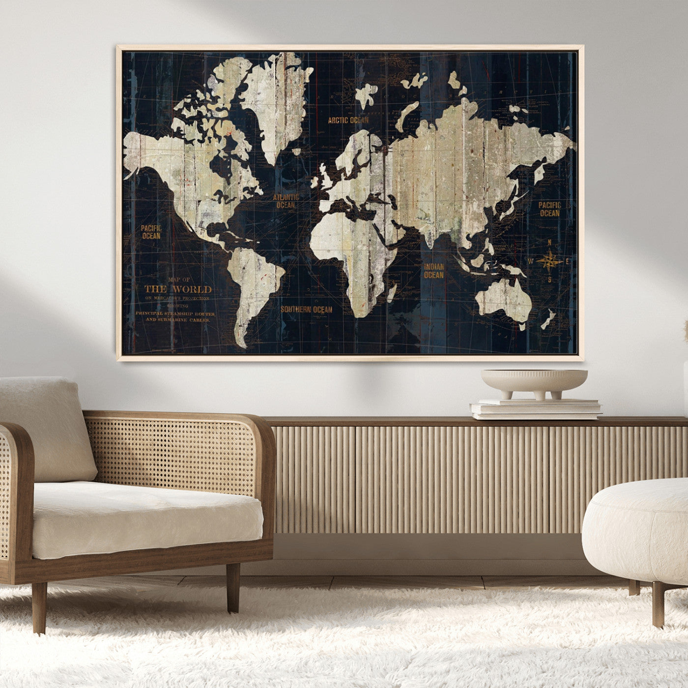 MGV-FC-36X24 - Push Pin World Map Canvas Print – Framed Wall Art for Couples to Track Their Travels – Anniversary