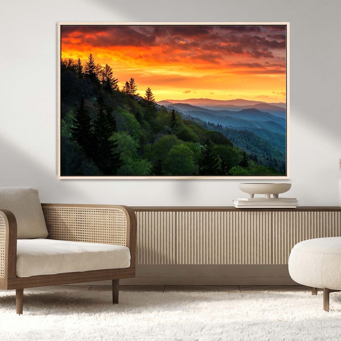 MGV-FC-36X24 - Forest Landscape Wall Art Sunset Canvas, Forest Sunset Canvas Print