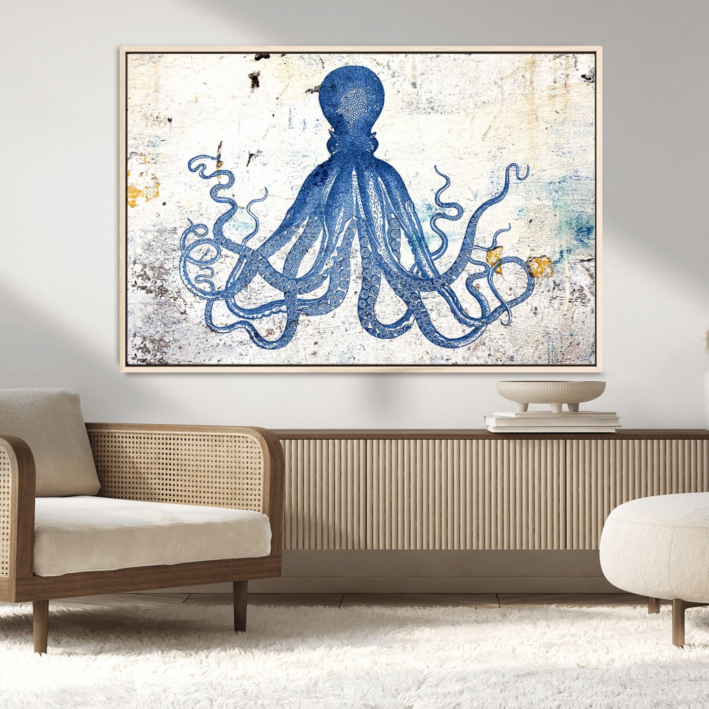 MGV-FC-36X24 - Octopus Canvas Wall Art | Coastal Marine Life Artwork for Living Room, Bedroom, or Office |