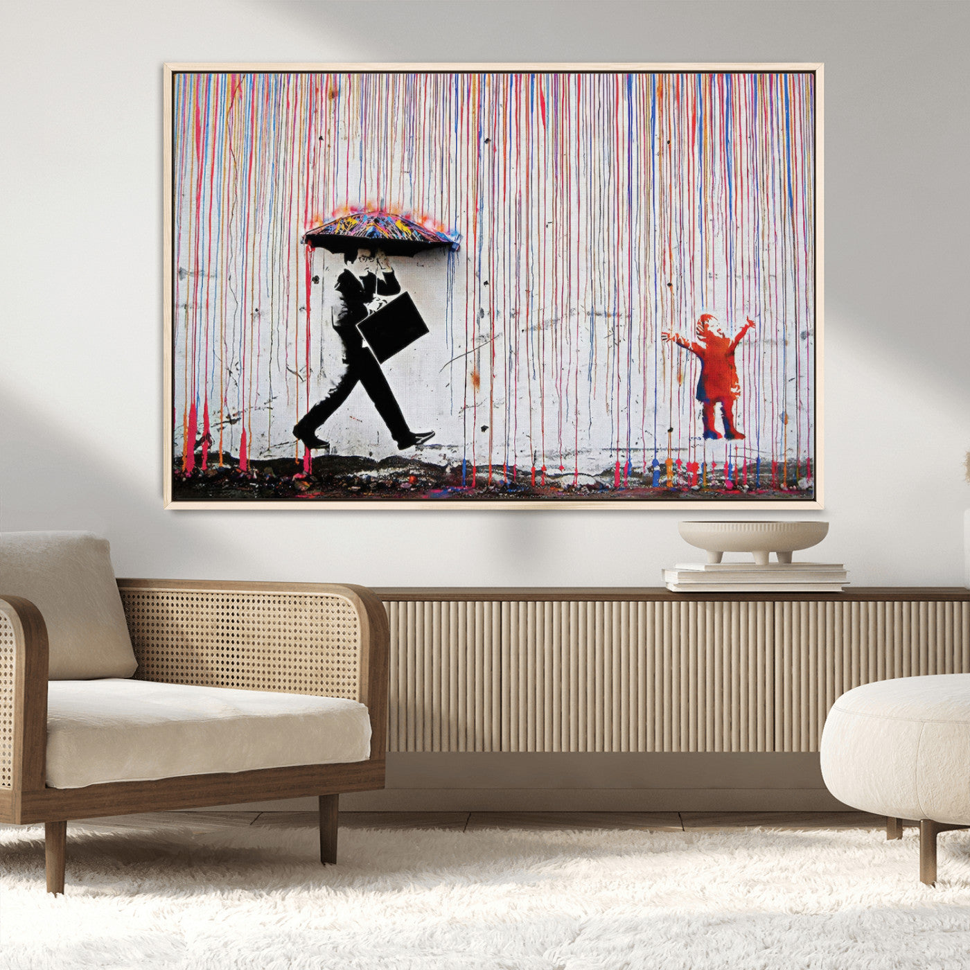 MGV-FC-36X24 - Banksy Wall Art Canvas Print, Framed Graffiti Art Picture Print, Banksy Urban Graffiti Perfect Modern Decor Artwork