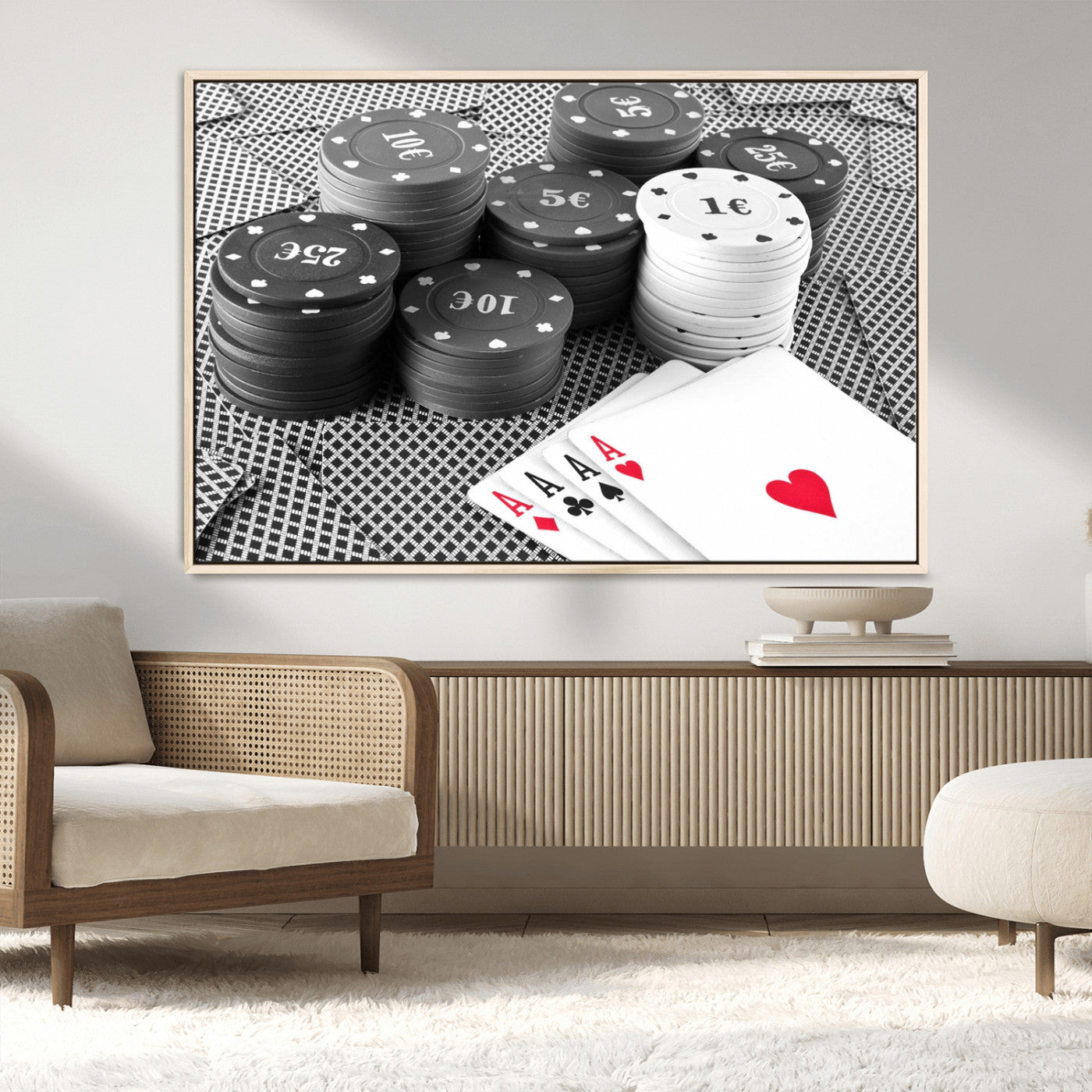 MGV-FC-36X24 - Poker Game Cards Wall Art Canvas, Multi Panel Wall Art Canvas Print