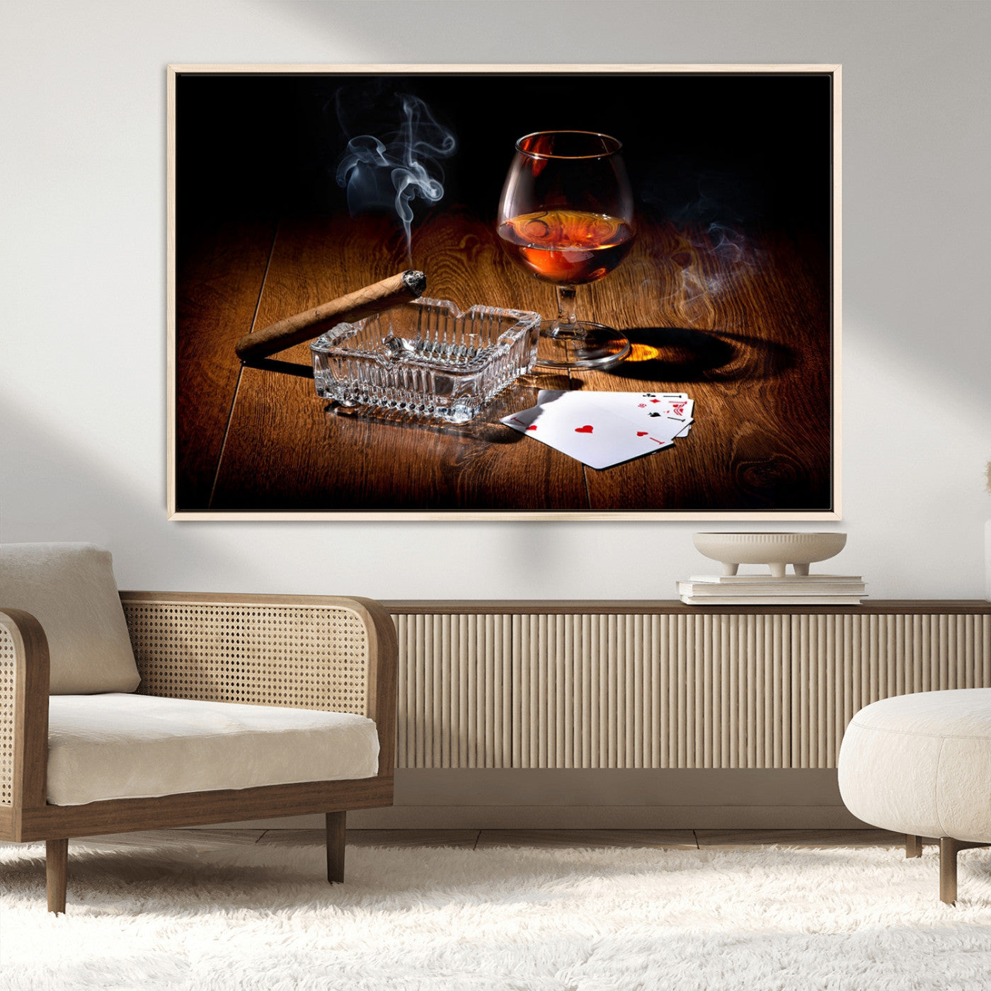 MGV-FC-36X24 - Whiskey Cigar Wall Art Canvas Print Kitchen Wall