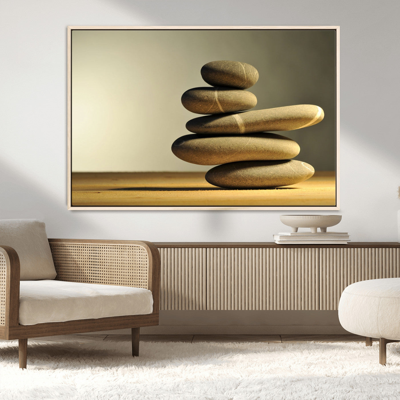 MGV-FC-36X24 - Fluvial Zen Stones Canvas Wall Art Print