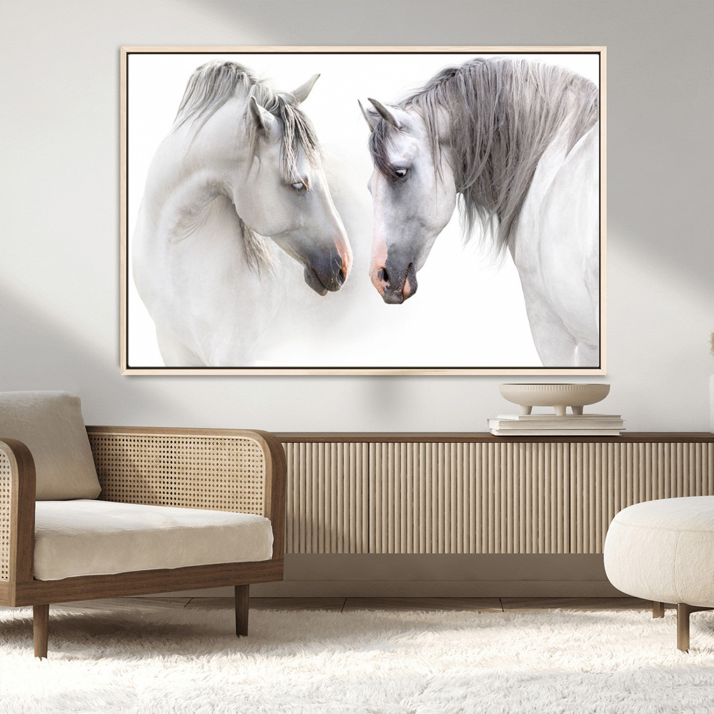 MGV-FC-36X24 - White Horse Wall Art Animal Canvas Print