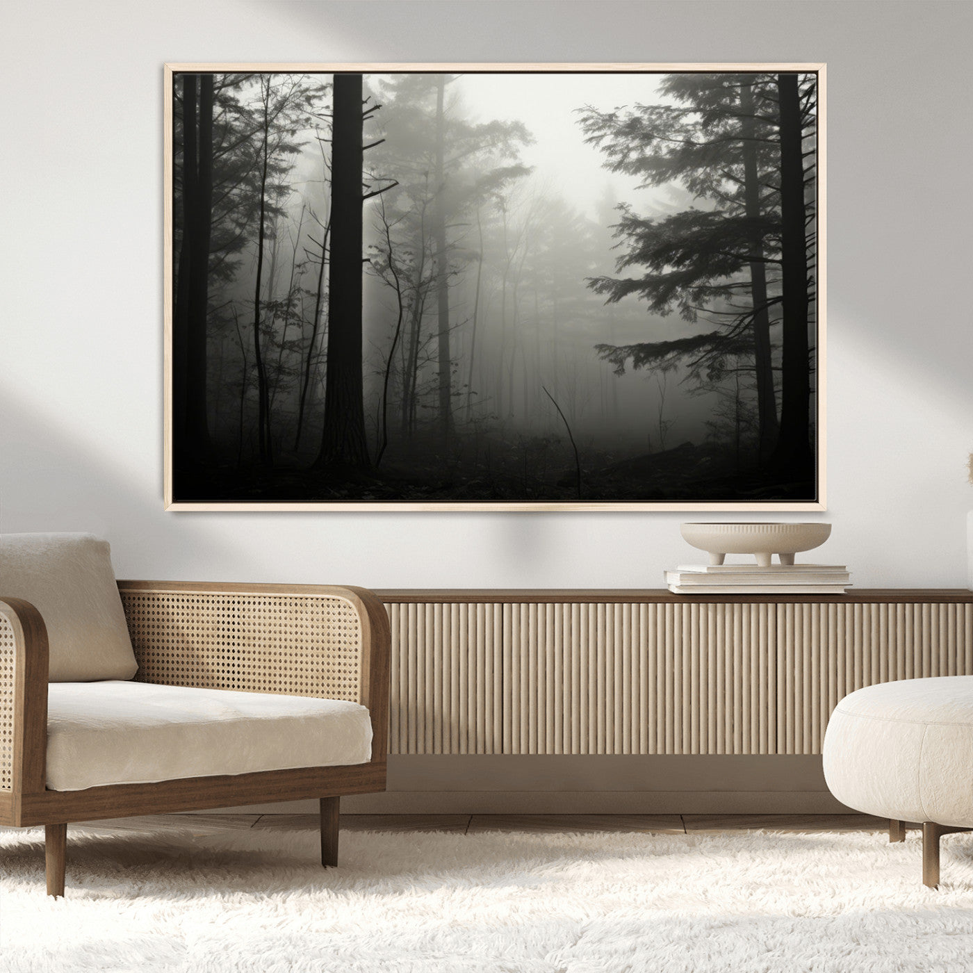MGV-FC-36X24 - Misty Forest Wall Art Premium Canvas Print a Foggy and Serene Atmosphere - Nature Wall Art