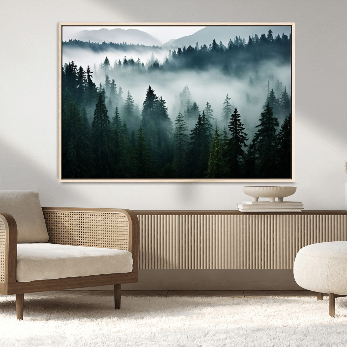 MGV-FC-36X24 - Captivating Misty Forest Wall Art Canvas, Premium Canvas Print a Foggy and Serene Atmosphere