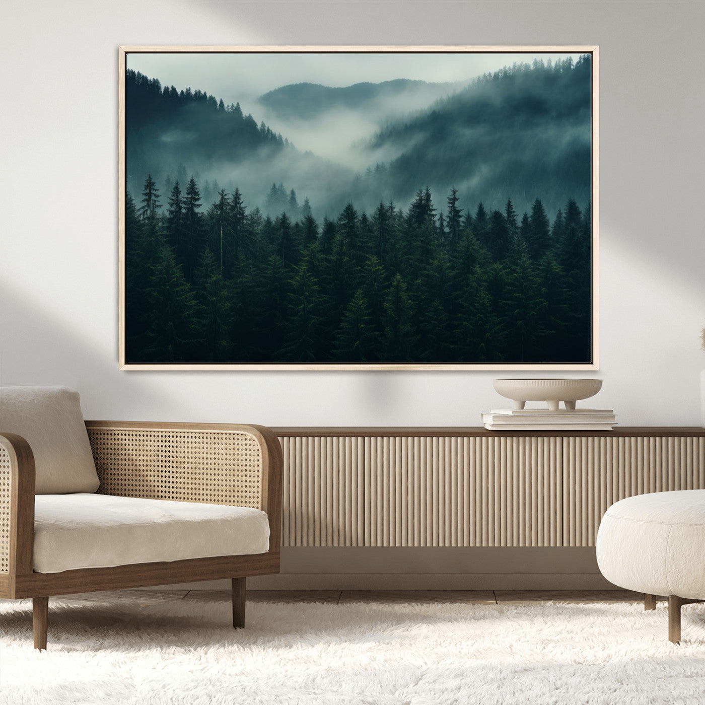 MGV-FC-36X24 - Captivating Misty Forest Wall Art Premium Canvas Print,  Foggy and Serene Atmosphere Wall Art Canvas