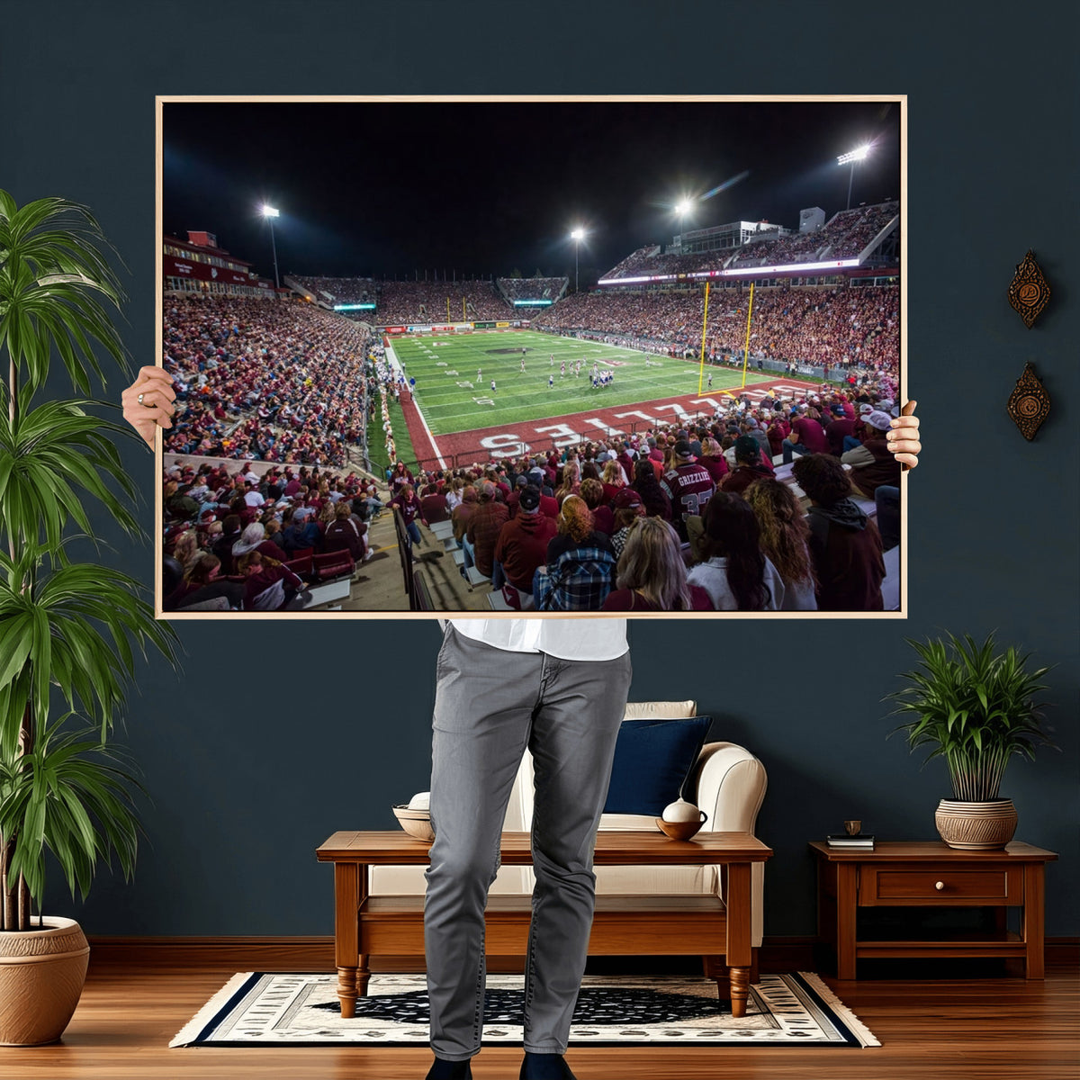 56191-MGV-CV-36X24 - Washington Grizzly Stadium American Football Wall Art Canvas Print, Sports Wall Art Print, Game Room Decor-1