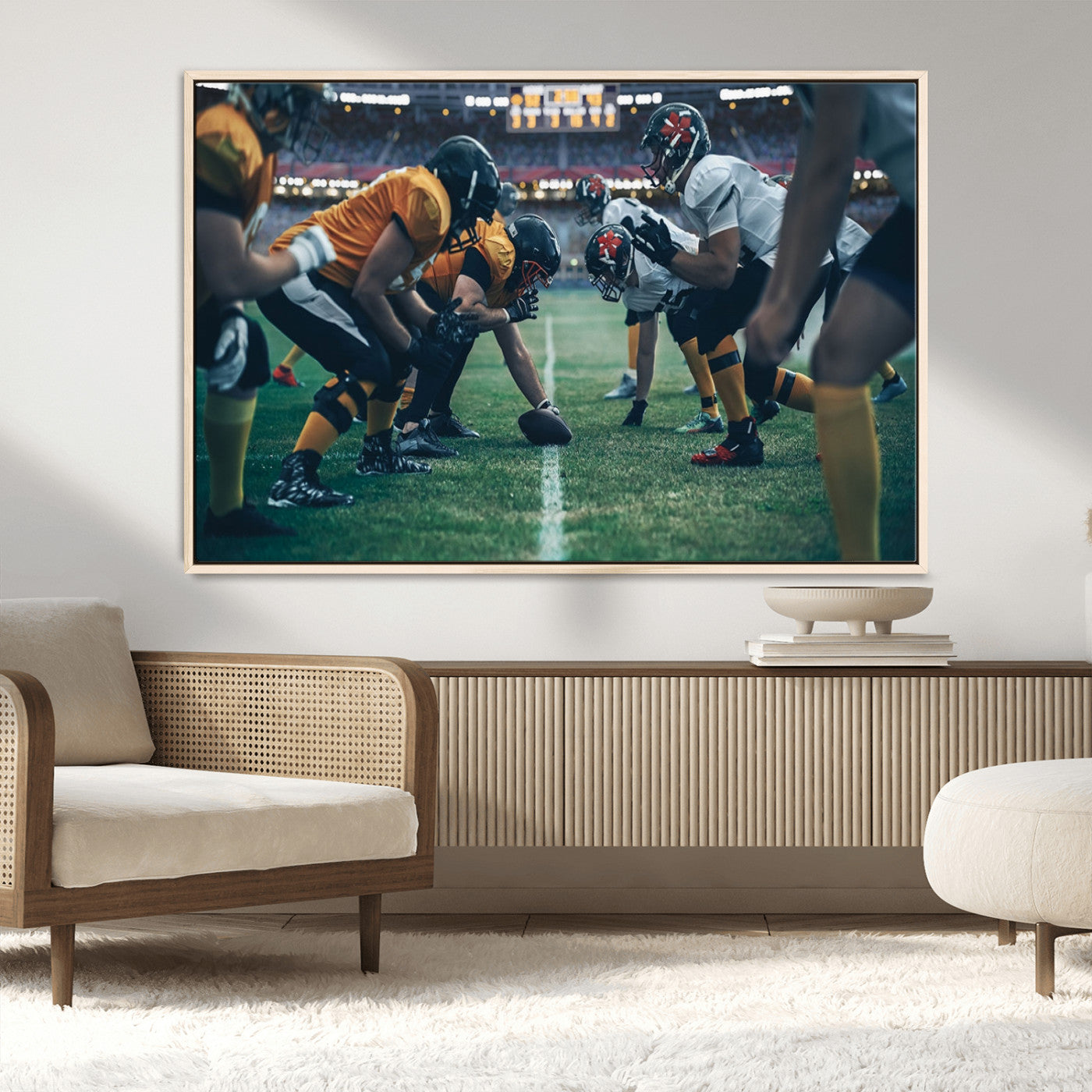 -American Football Playing Wall Art Canvas Print