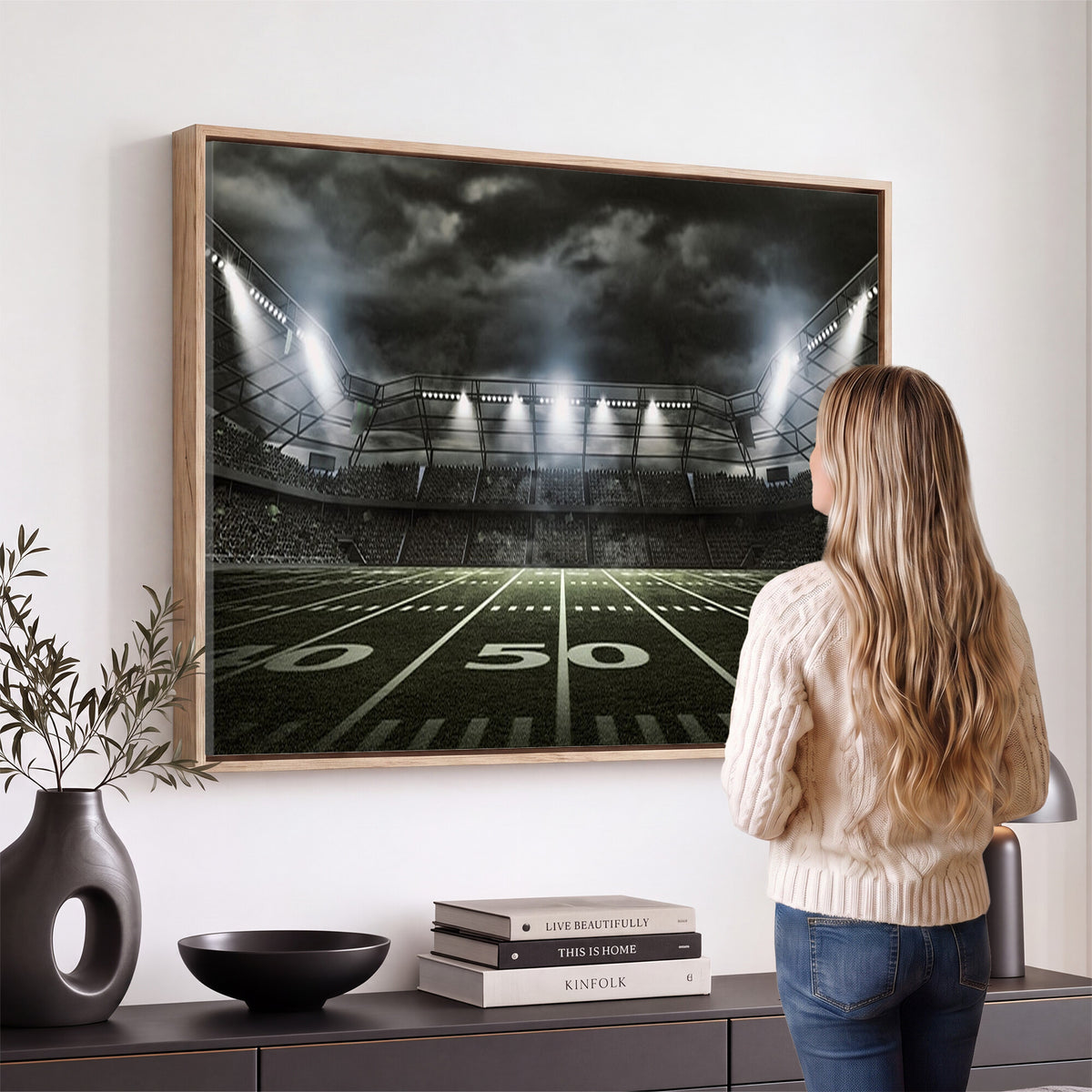90107-MGV-CV-36X24 - American Football Stadium Wall Art Canvas Print, Stadium Sport Wall Art Print