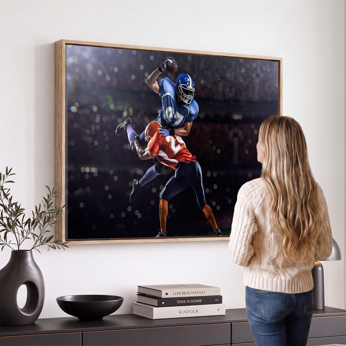 76491-MGV-CV-36X24 - American Football Wall Art Canvas Print, Stadium Sport Wall Art Print