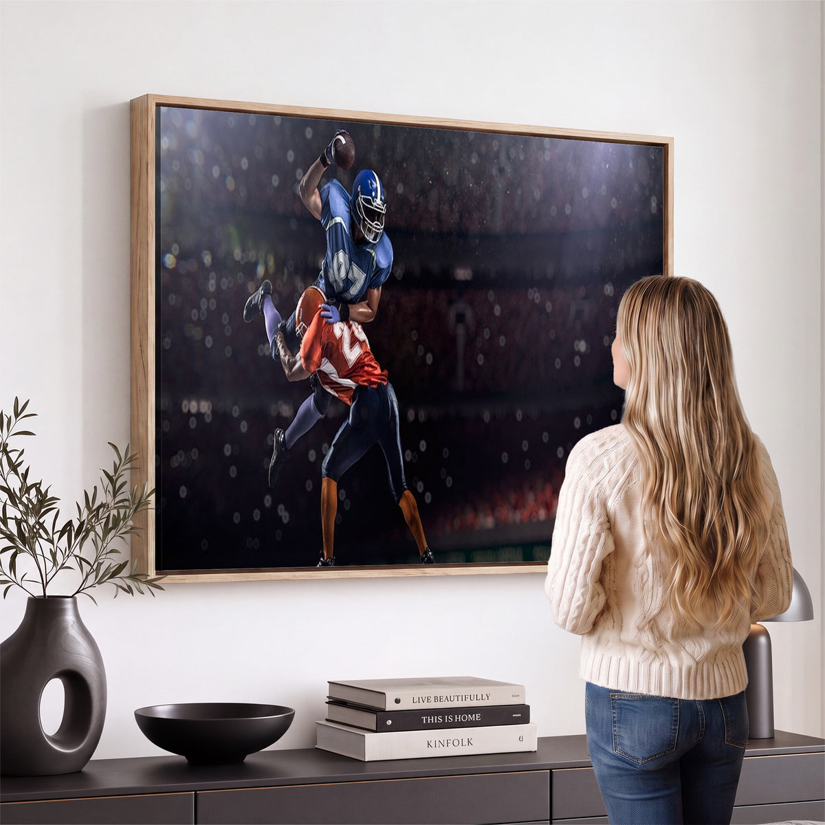 68009-MGV-CV-36X24 - American Football Wall Art Canvas Print, Stadium Sport Wall Art Print