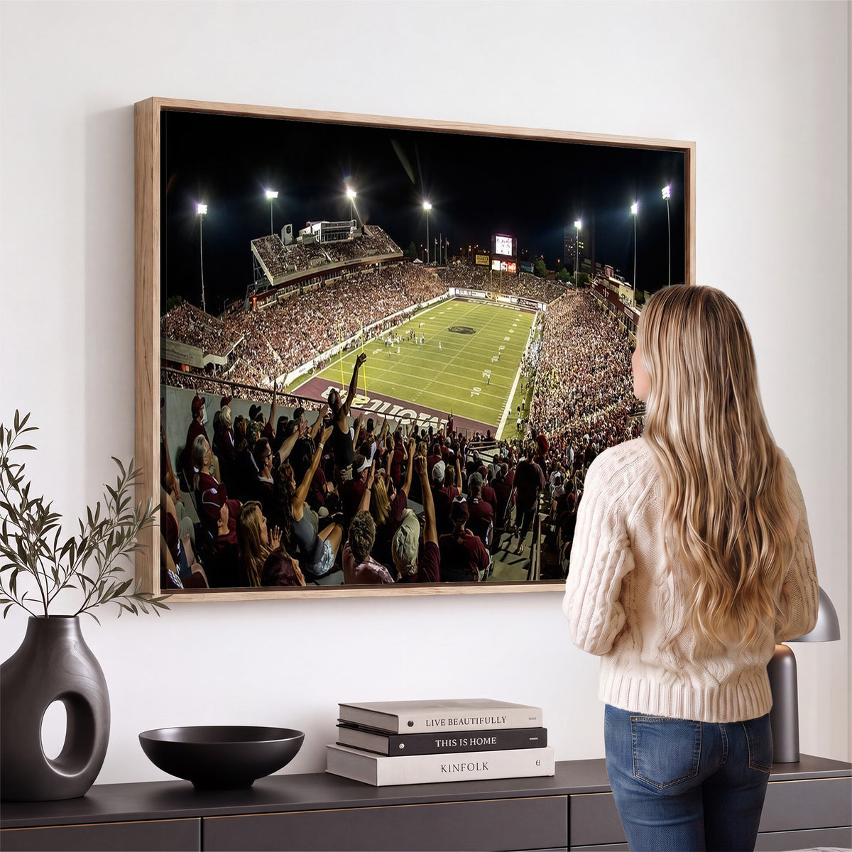 94126-MGV-CV-36X24 - Washington-Grizzly Stadium Canvas Wall Art | Exciting Game Night Atmosphere in Panoramic View