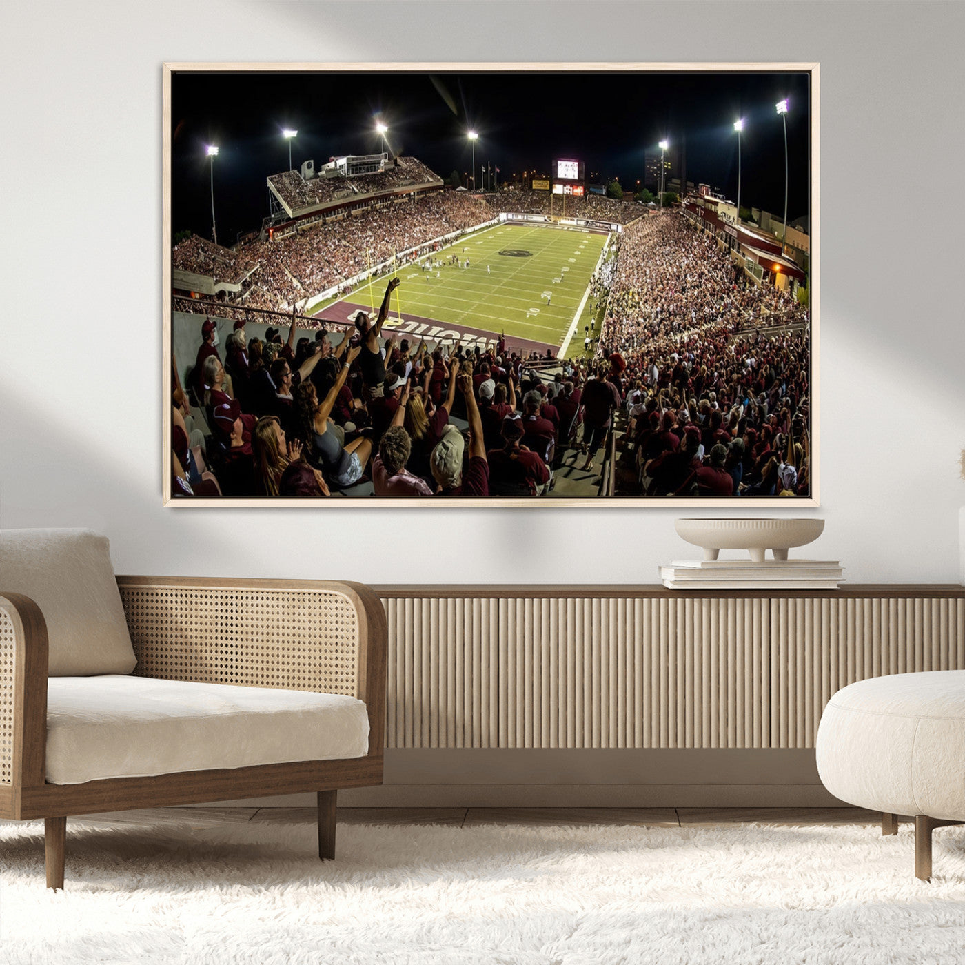 94126-MGV-FC-36X24_Natural-Washington-Grizzly Stadium Canvas Wall Art – Exciting Game Night Atmosphere Captured in Panoramic